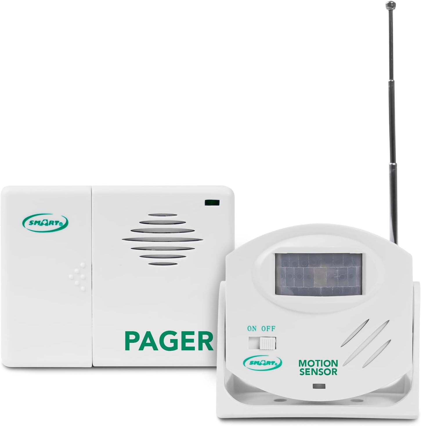 Smart Caregiver Wireless Motion Sensor Alarm System with Pager for Fall and Wandering Prevention | Mountable Motion Detector Alarm Alerts Medical Caregiver with Up to 300′ Range | Bed or Door Movement