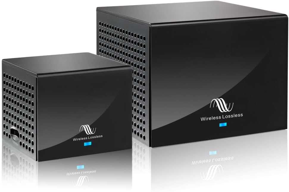 Nodelay S-AIR100-PRO Wireless Rear Speaker kit, 5.8G Low Latency Audio Transmitter and Receiver, 80W+80W high Power, Compatible with A/V Receiver, Stable and Anti-Interference