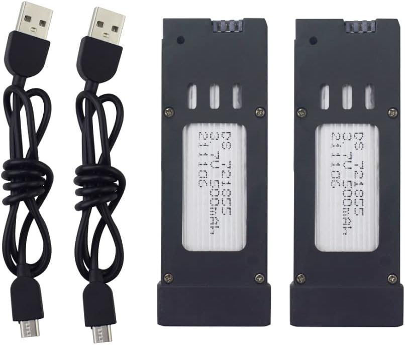 sea jump 2PCS 3.7v 500mAh Lithium Battery with 2PCS USB Charging Cable for E58 S168 Folding Quadcopter 4K HD Aerial Drone Spare Battery