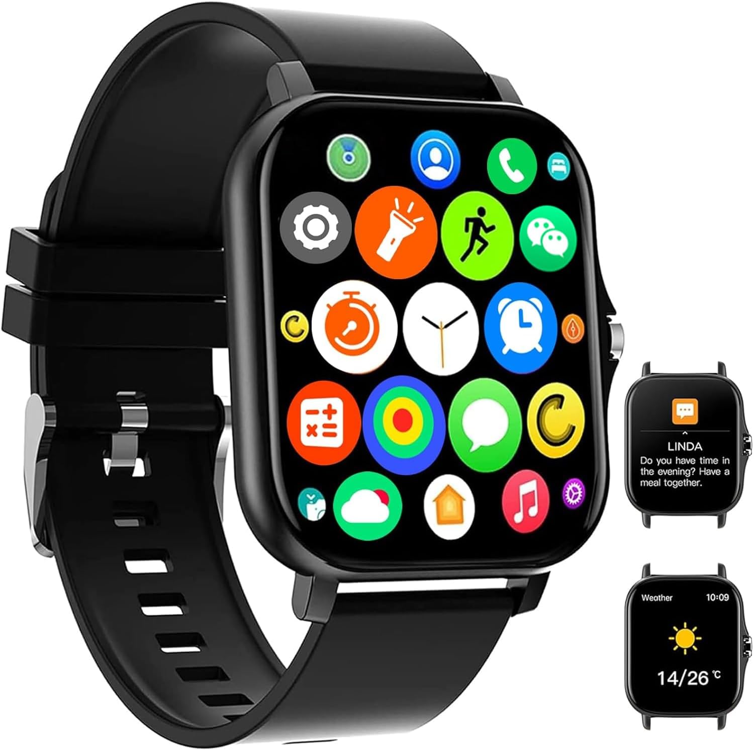 Smart Watch, 1.81″ Upgraded Full Touchscreen Smart Watch for Android iPhones with Bluetooth Call, Sleep Tracker, Multiple Sports Fitness Tracker with Smart Watches for Women Men (Black)