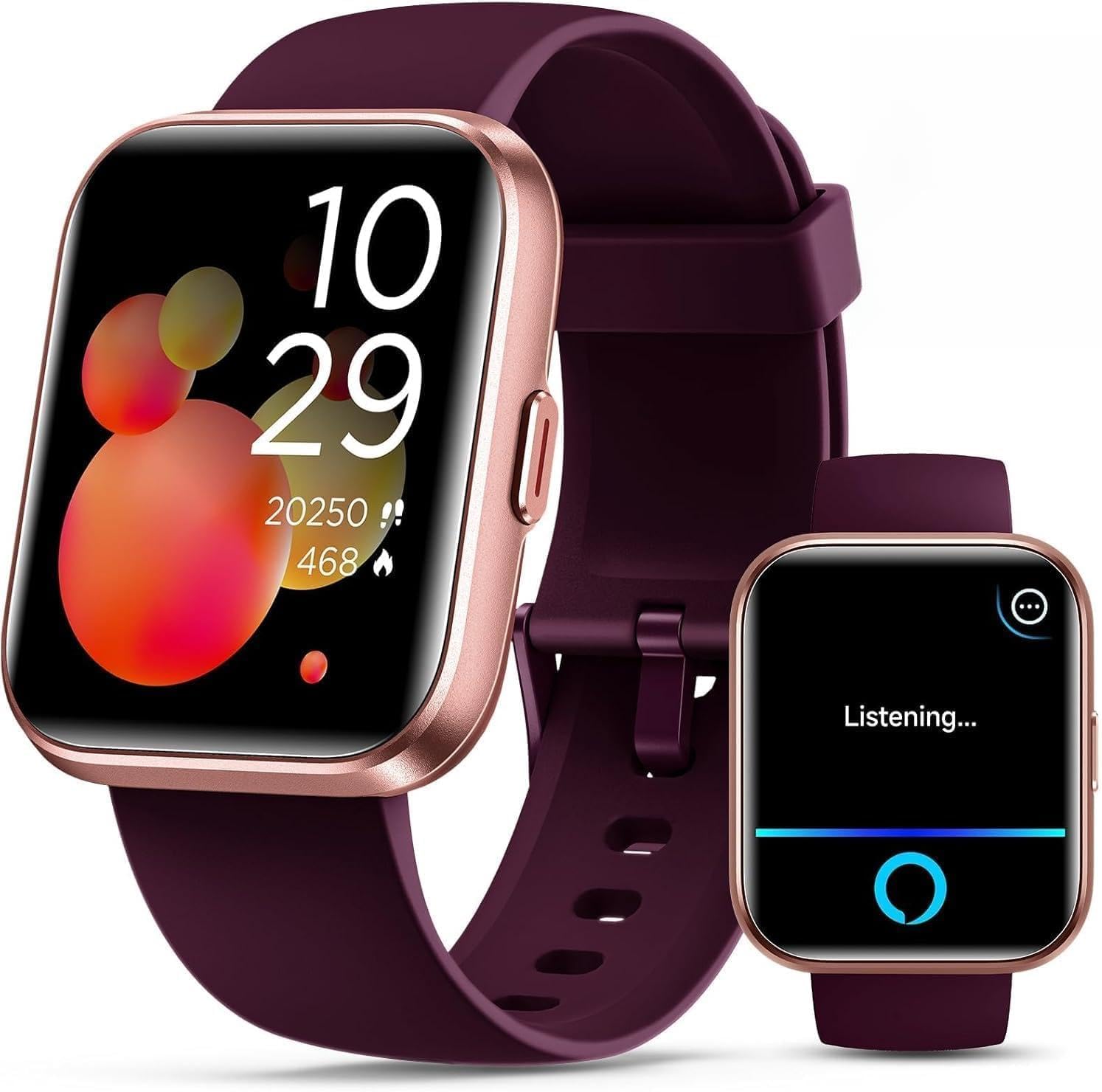 Smartwatch for Women, Compatible with Android & iPhone, 1.8” Fitness Tracker Watch with Alexa, Call & Notification Alerts, Heart Rate & Sleep Monitor, 120 Sports Modes, Waterproof Watch for Women