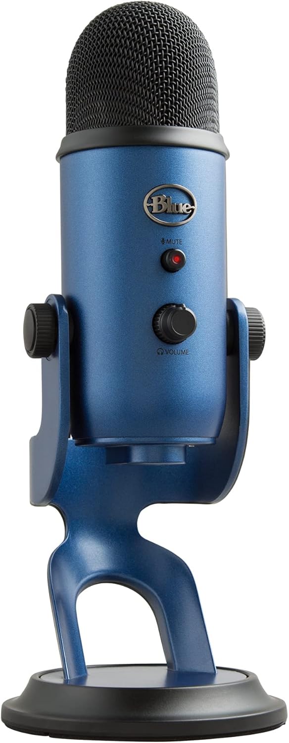 Logitech Creators Blue Yeti USB Microphone for PC, Mac, Gaming, Streaming, Podcasting, Studio and Computer Condenser Mic with Blue VO!CE Effects, 4 Pickup Patterns, Plug and Play – Midnight Blue