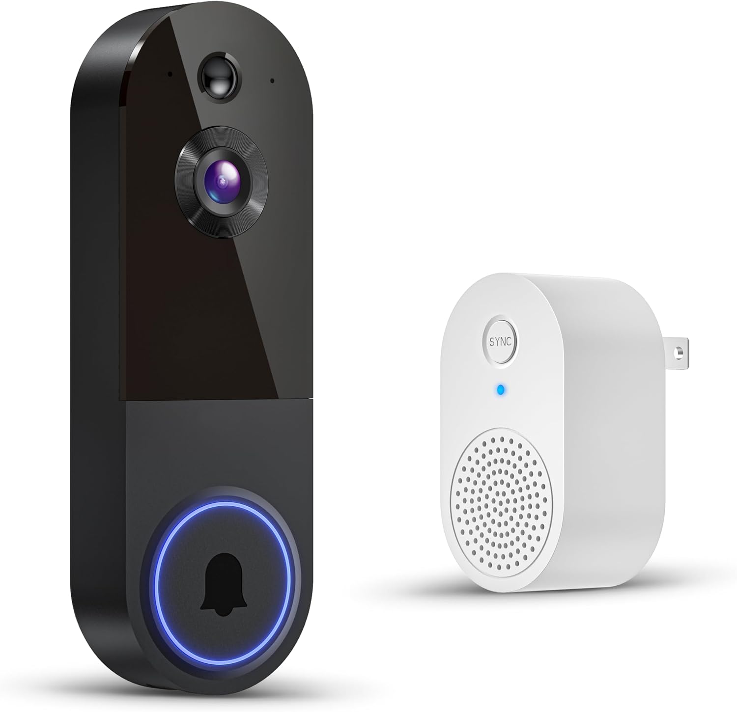 ClipBlur 1080p Wireless Wi-Fi Video Doorbell Camera with Night Vision, Pet Camera, Two Way Audio, 2.4G WiFi Only, AI Motion Detection and Cloud Storage (Sold Separately)