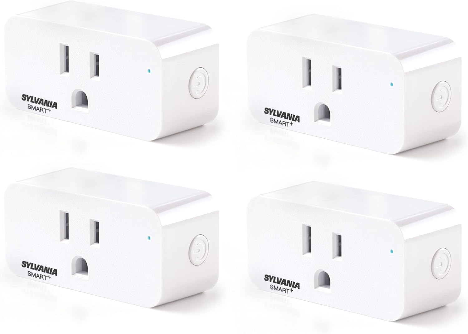 Sylvania WiFi Smart Plug, Voice Control, Compatible with Alexa and Google Home, Timer, On/Off, White – 4 Pack (75703)