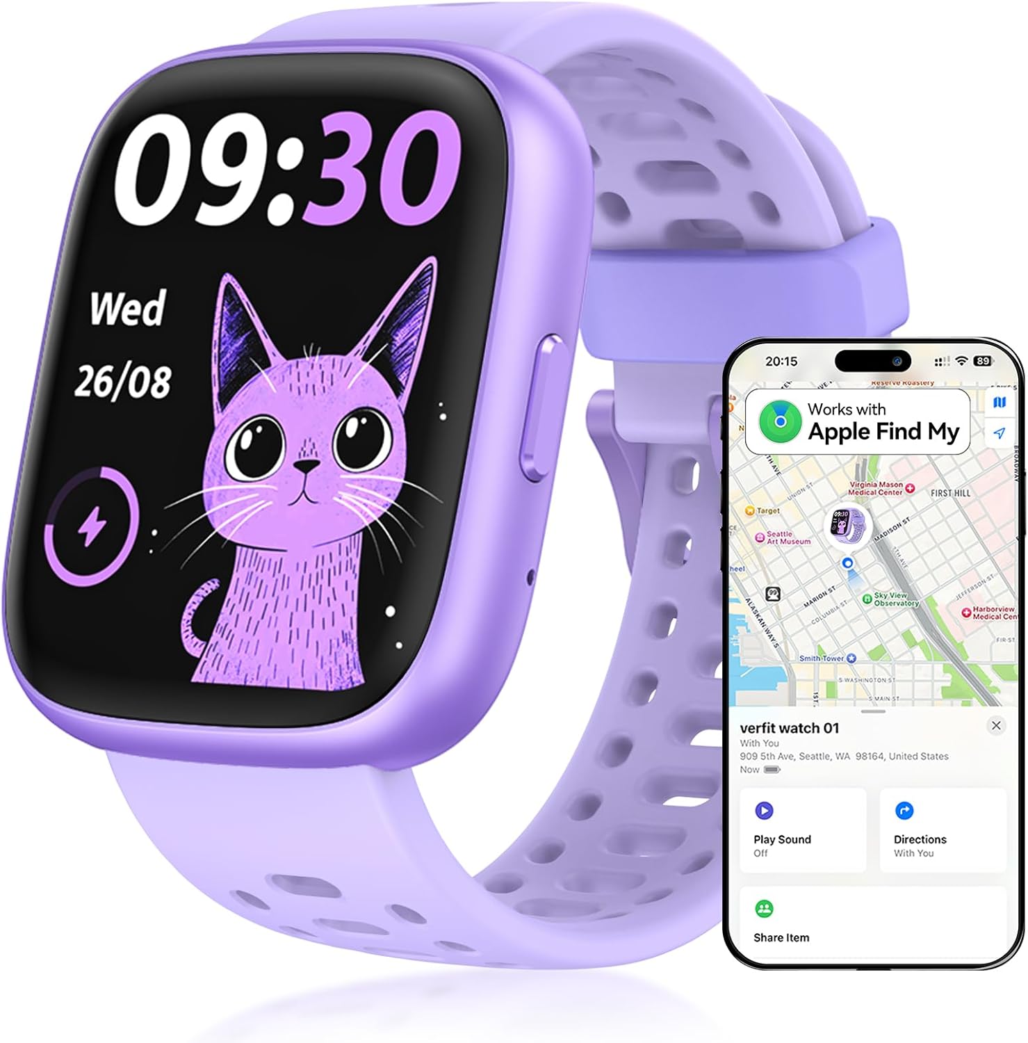 Fitness Tracker No APP No Phone Needed, Compatible with Apple Find My, 1.83″ Smart Watch, Heart Rate, Sleep Monitor, IP68 Waterproof Pedometer, Step Counter