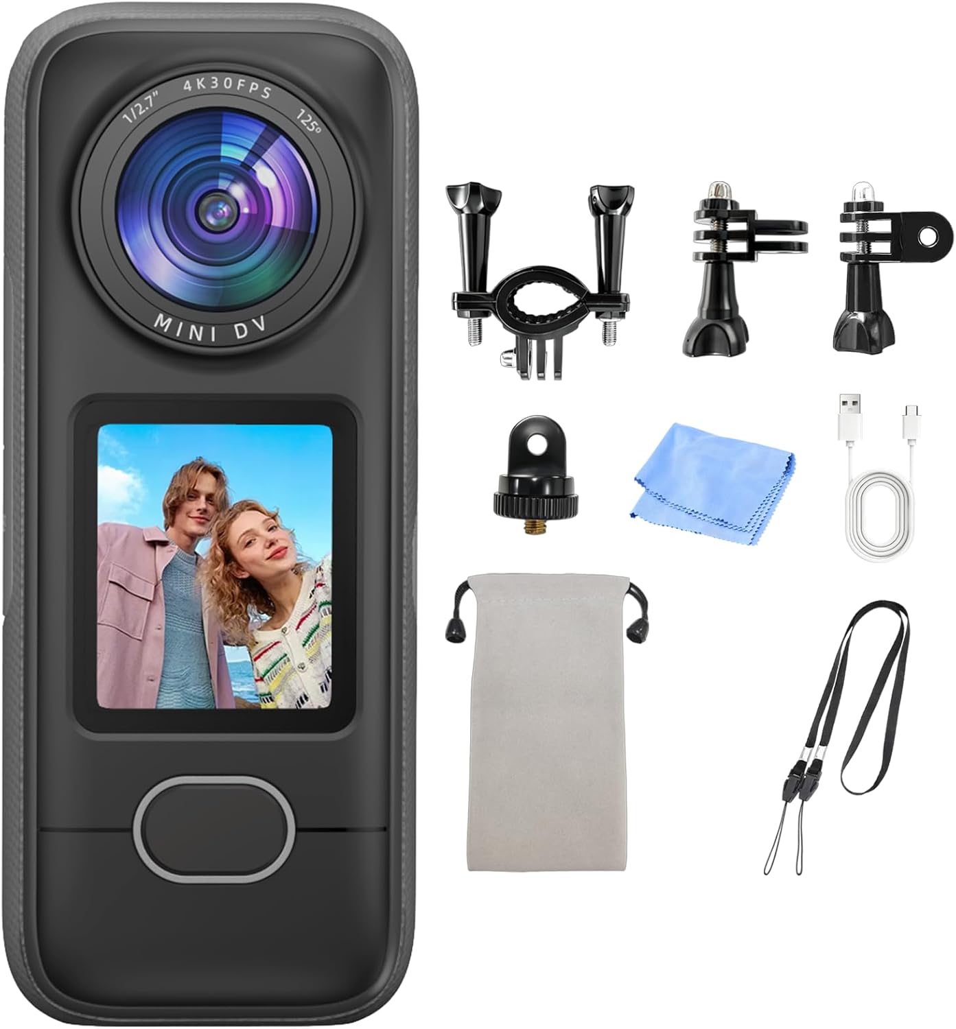 4K Action Camera, 3.5Hrs Battery Life Body Camera Hands-Free Recording, IPX6 Waterproof Portable Vlogging Camera with 1.4″ HD Screen, Video Recorder with WiFi for Travel, Cycling, Motorcycle, Bloggers