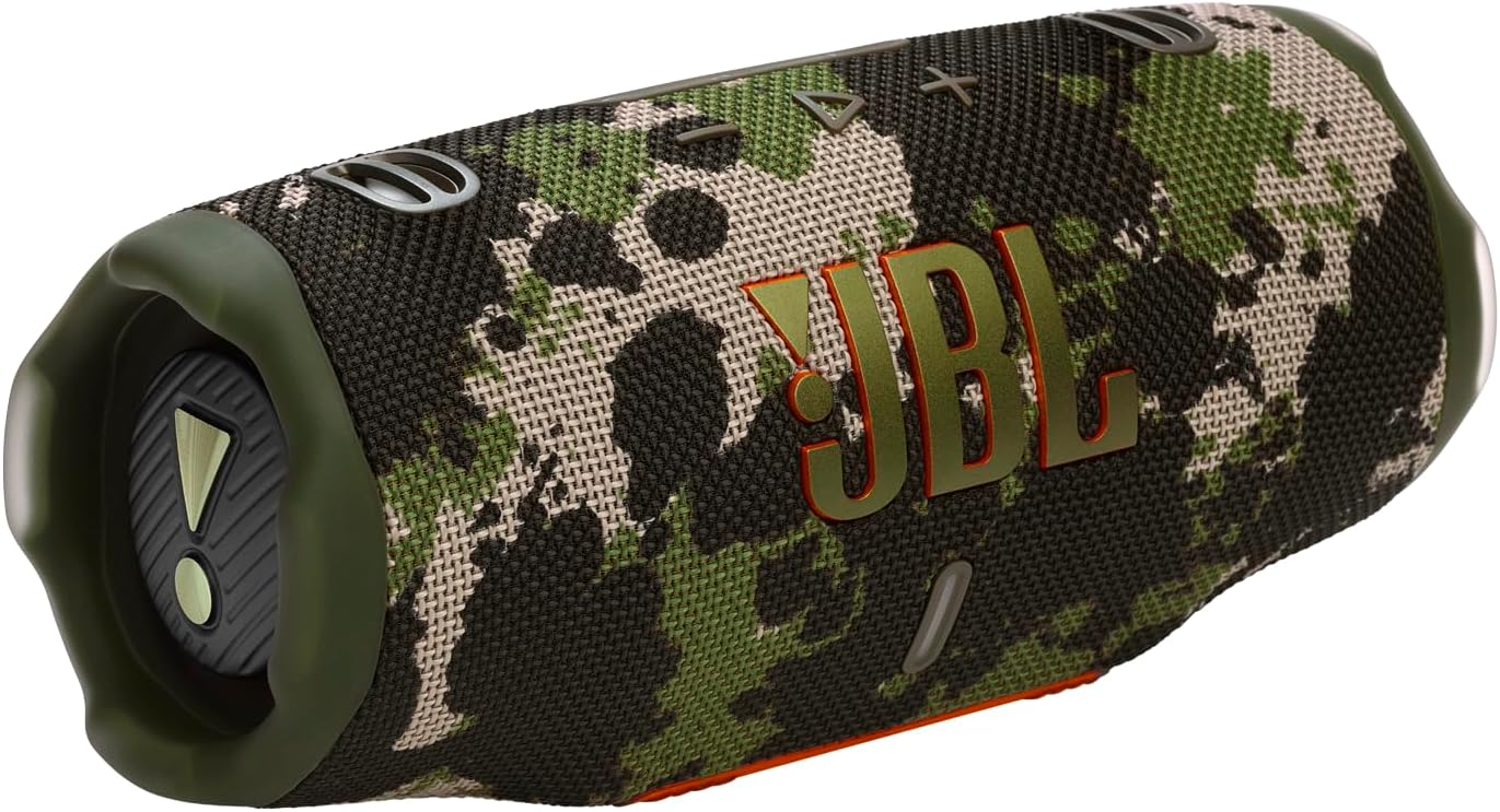 JBL Charge 6 – Portable Waterproof & Drop-Proof Bluetooth Speaker, Bold JBL Pro Sound with AI Sound Boost, 28Hrs of Playtime, Built-in powerbank & Comes with a Sturdy/Removable Carrying Strap (Squad)