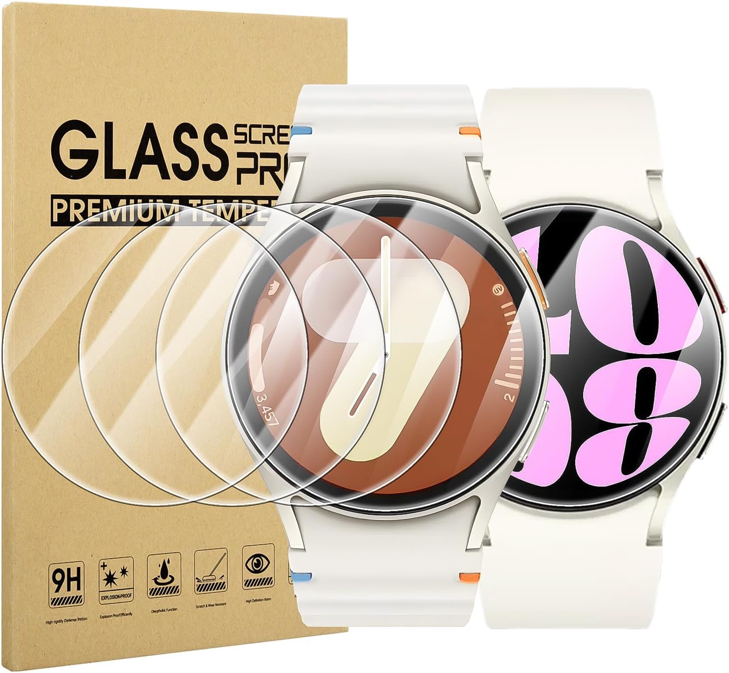 Suoman 4-Pack Screen Protector for Samsung Galaxy Watch 7/6/5/4 40mm, Tempered Glass Protectors Perfectly Fit for Galaxy 40 mm Smartwatches