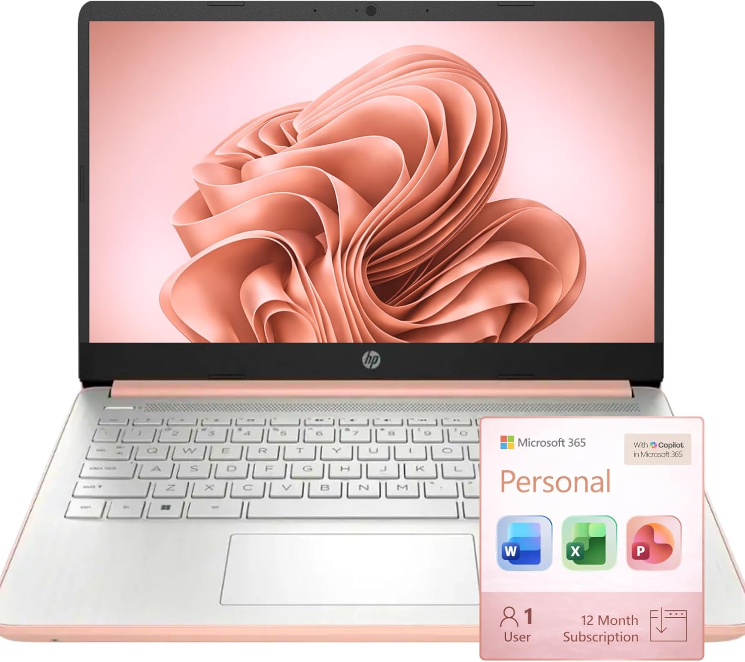 HP Ultrabook Laptop, 8GB RAM, 64GB SSD, Microsoft 365, Intel 2-Core | Fast, Smart, Budget-Friendly, AI-Ready Essential no Mouse, Rose Gold