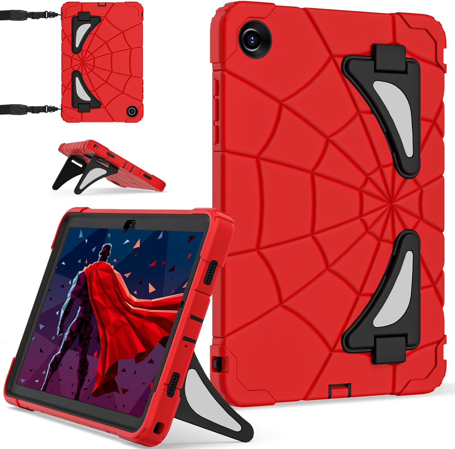 Case for Galaxy Tab A11 Plus /A9 Plus Samsung Tablet A11+ / A9+ 11 Inch Cases with Screen Protector 2026/2024 Galaxy 11″ Cover Thickned Cornor Kickstand, Red Black
