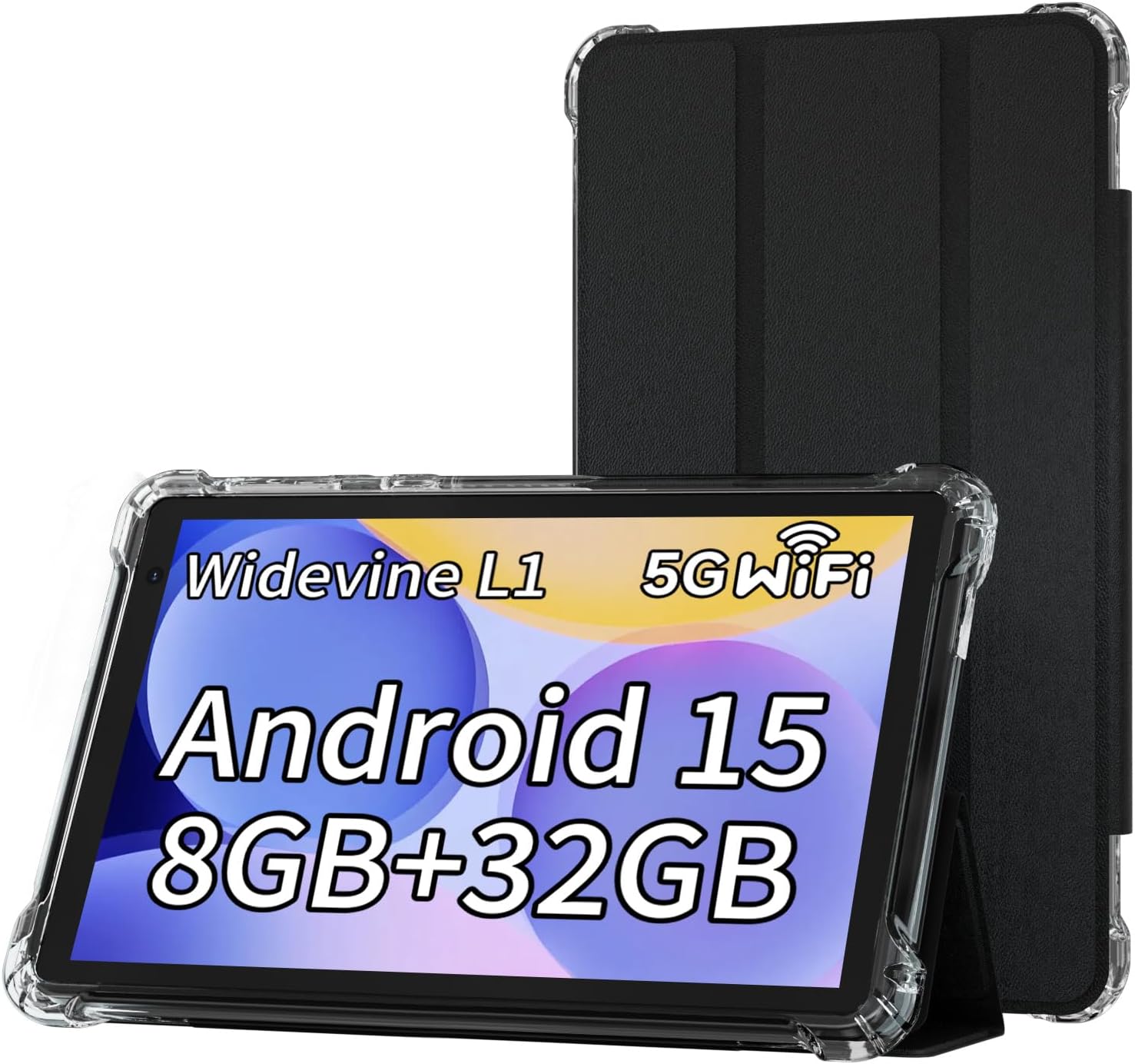 BYANDBY Tablet 7 inch Android 15.0 Tablet, 8GB+32GB ROM （1TB Expand）, Quad-Core, WiFi, GMS, Dual Camera, Educational, Games （Black）