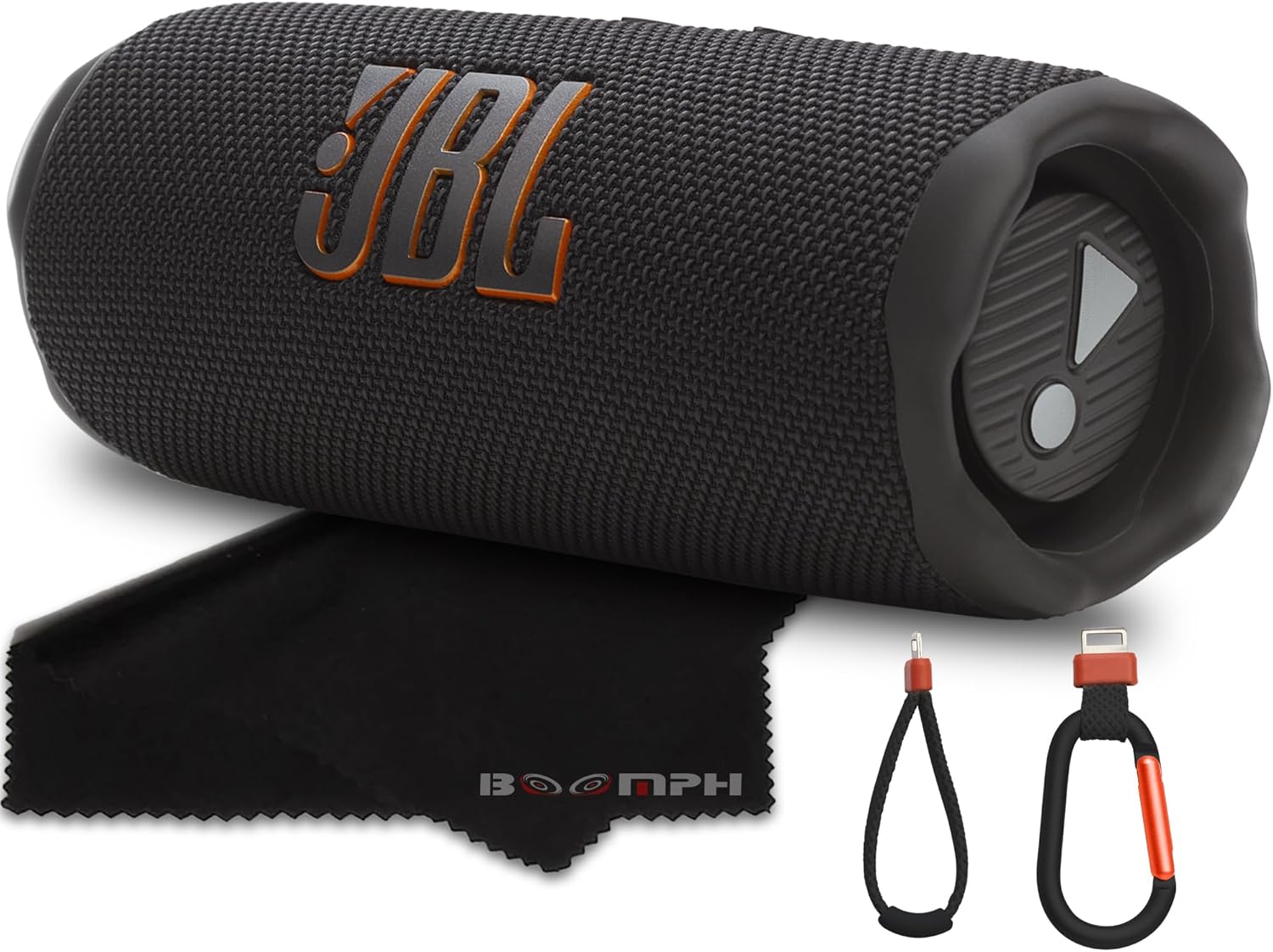 JBL Flip 7 Portable Bluetooth Speaker, IP68 Waterproof, Dustproof, Drop-Proof, PushLock System, AI Sound Boost, 16H Battery – Black – Boomph’s Comprehensive Ultimate Performance Cloth Solution