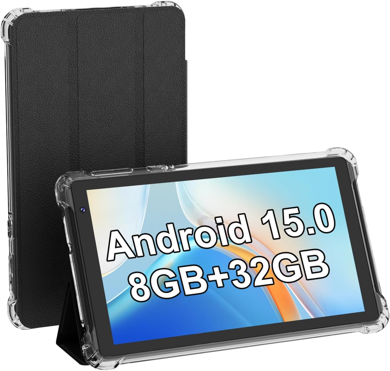 Tablet Android 15 Tablets with Case 7 inch, 8GB RAM, 32GB ROM Support 1TB Expand Computer Tablet PC, Quad-Core Processor, IPS Touch Screen, 2+5MP Dual Camera, 3000mah Battery, Wifi Tableta (Black)