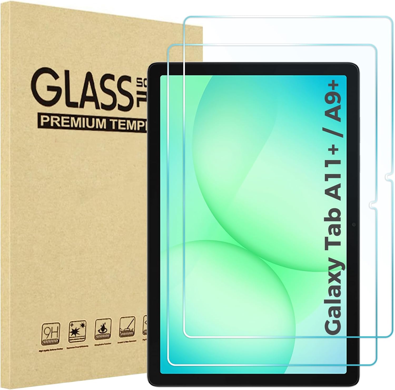 ProCase 2 Pack Screen Protector for Galaxy Tab A11 Plus 2025 / Tab A9 Plus 11 Inch 2023, HD Tempered Glass 9H Film Guard for Tab A11+ / A9+ 5G 11″