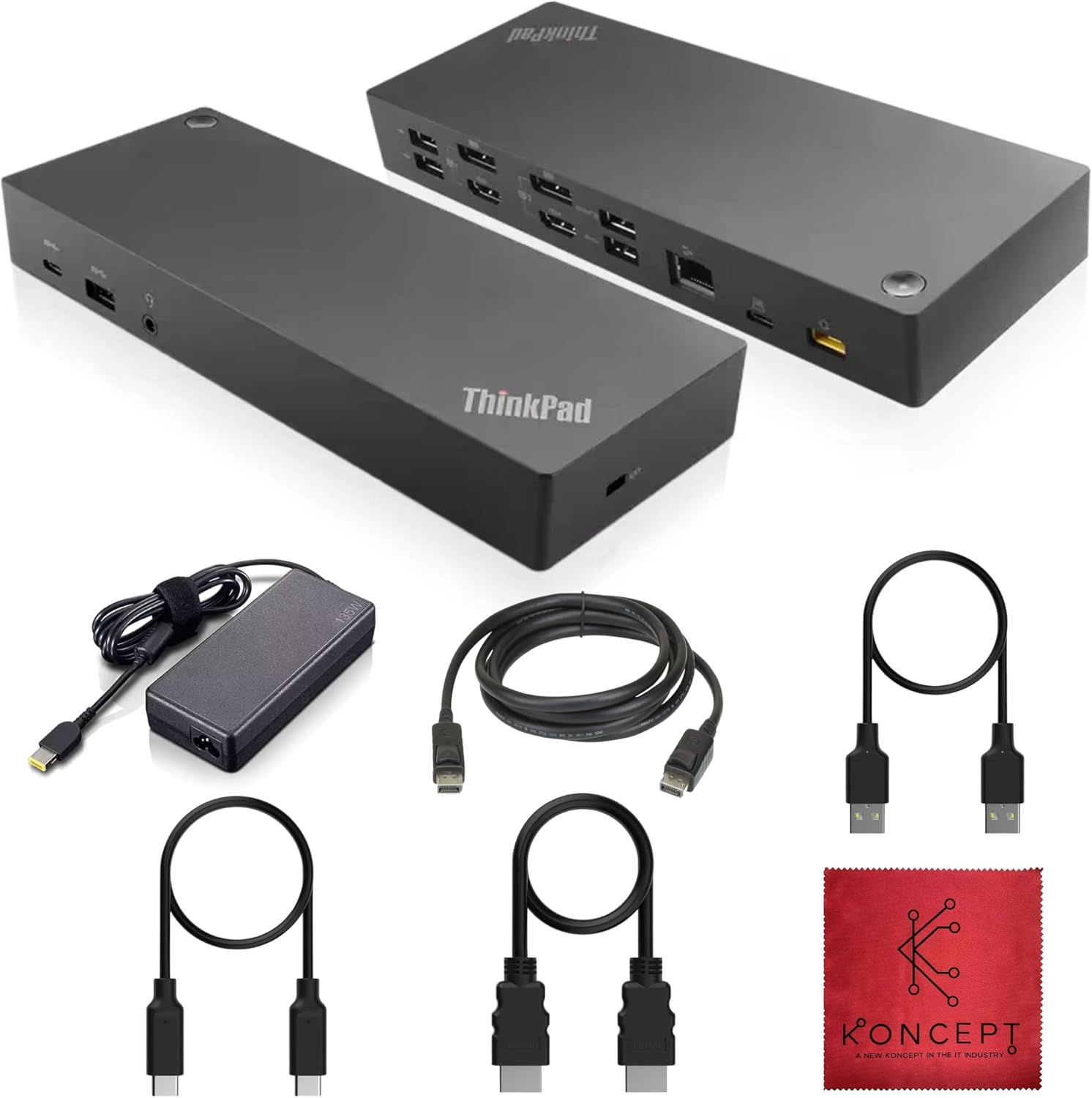40AF0135US Lenovo Docking Station Dual Monitor Hybrid USB-C with USB-A – Thinkpad Dock with 135W, HDMI & DisplayPort Cable (40AF0135US)