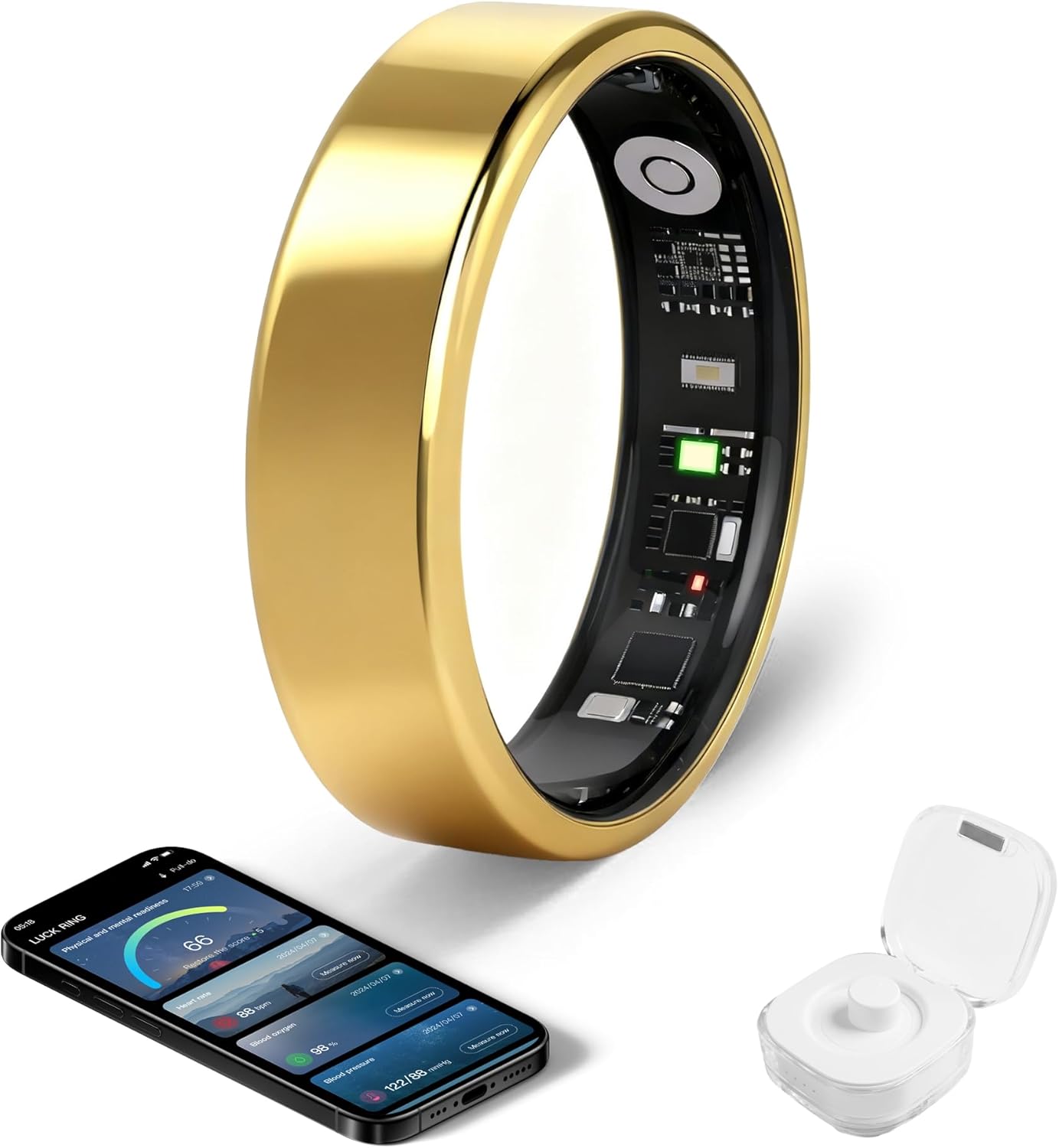 Smart Ring – Free SpO2 Sleep Tracker | No Subscription | IP68 Waterproof Fitness Tracker | 24/7 Activity Monitor | Step Counter & Tracking | Sleep & Workout Accessory Gold 9