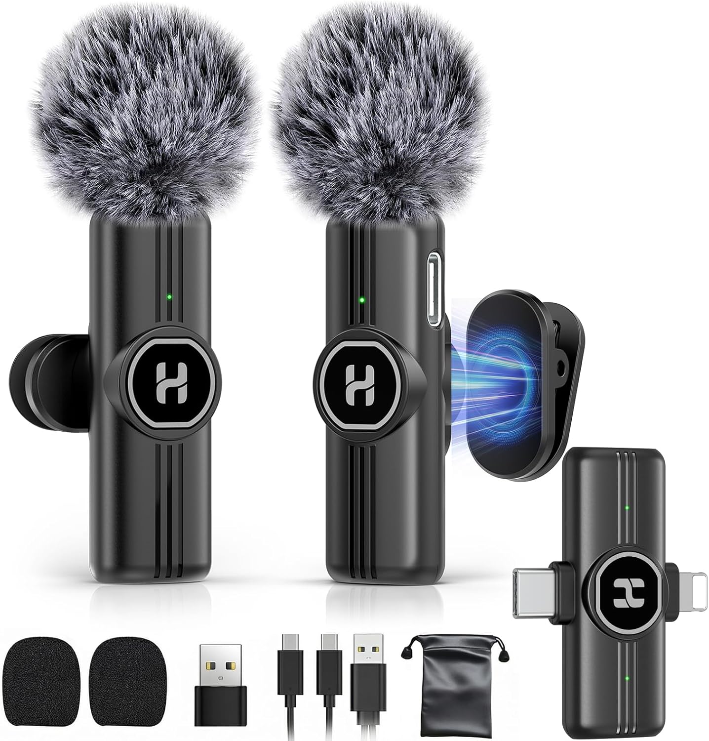 HEHOTTC Mini Wireless Lavalier Microphone for iPhone, iPad, Android Phone – Noise Reduction Lapel USB C Bluetooth Mic for Recording, Clip on Omni Lav Mic for Video Recording, Tiktok, YouTube, Vlog