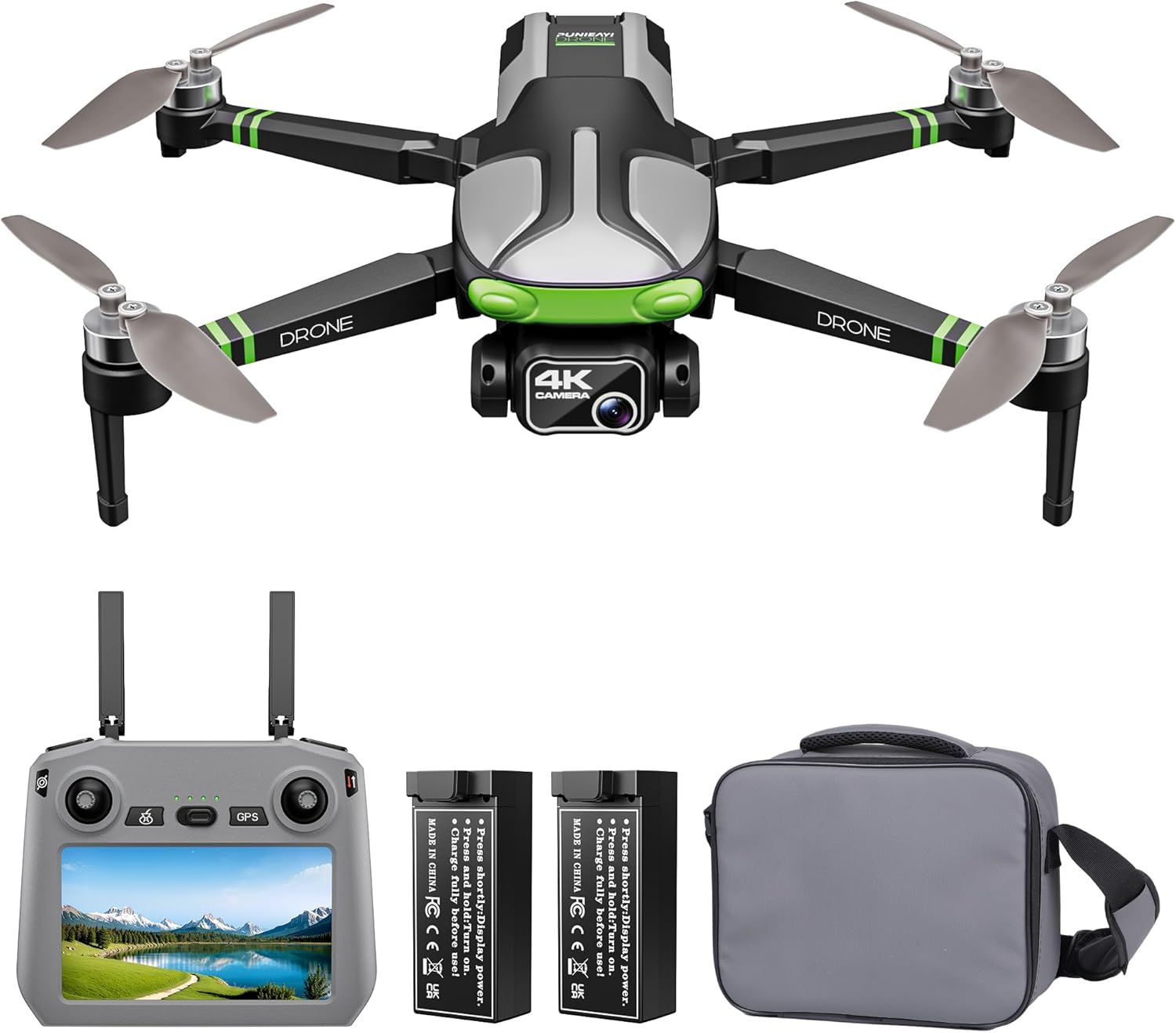 GPS Drones with Camera for Adults 4K, 100-Min Flight Time, 5.7″ FPV Screen, Long Range Video Transmission, RC Quadcopter, GPS Follow, Auto Return, Beginner Mode, Foldable RC Drones with 2 Batteries