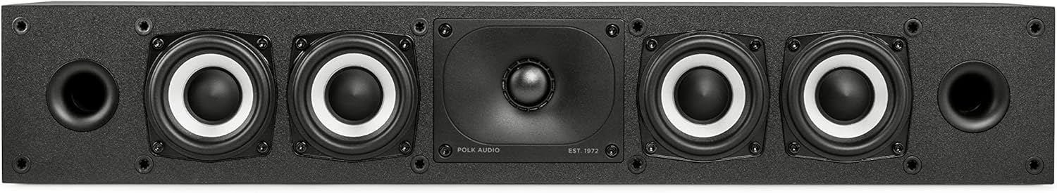 Polk Monitor XT35 Slim Center Channel Speaker – Hi-Res Audio Certified, Dolby Atmos & DTS:X Compatible, 1″ Terylene Tweeter & Four 3″ Dynamically Balanced Woofers, Wall-Mountable, Midnight Black