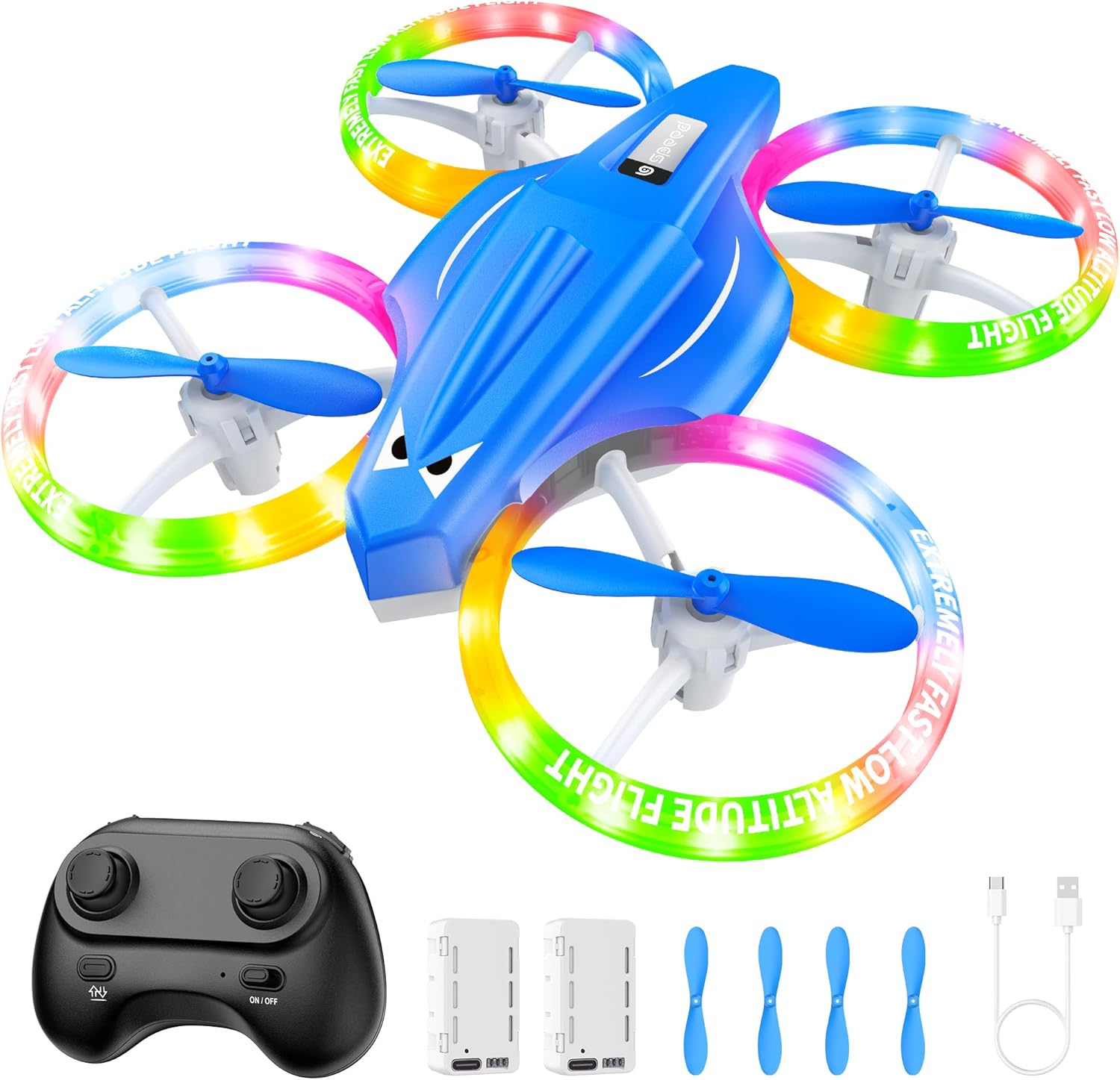 ALTITACO Drones for Kids With Cool Light, Kids Drone with 3D Flip, Altitude-Hold, Self-Rotation, Headless Mode, 3 Speed Modes, One-Click Take-off/Landing, Mini Drone for Christmas, Beginners, Indoor