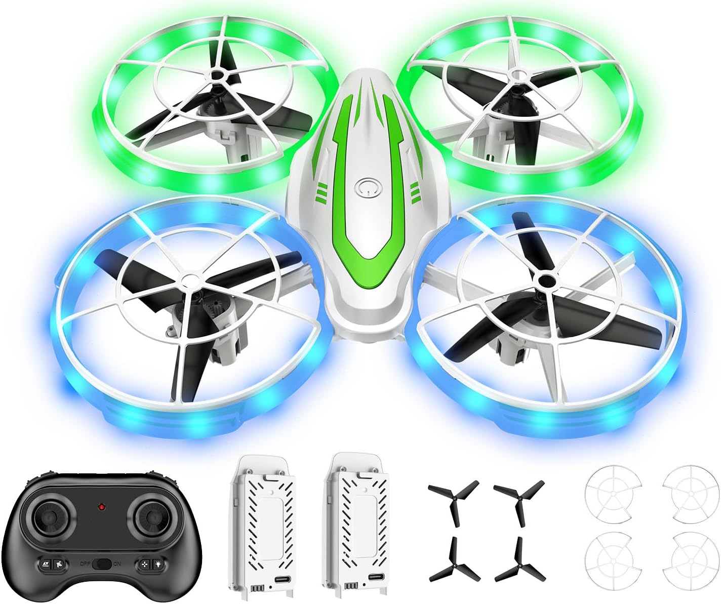 Mini Drone for Kids Beginners, RC Quadcopter Drone with Colorful Light, One Key Start, Altitude Hold, Headless Mode, 3D Flips, Indoor RC Helicopter Toy for Boys and Girls