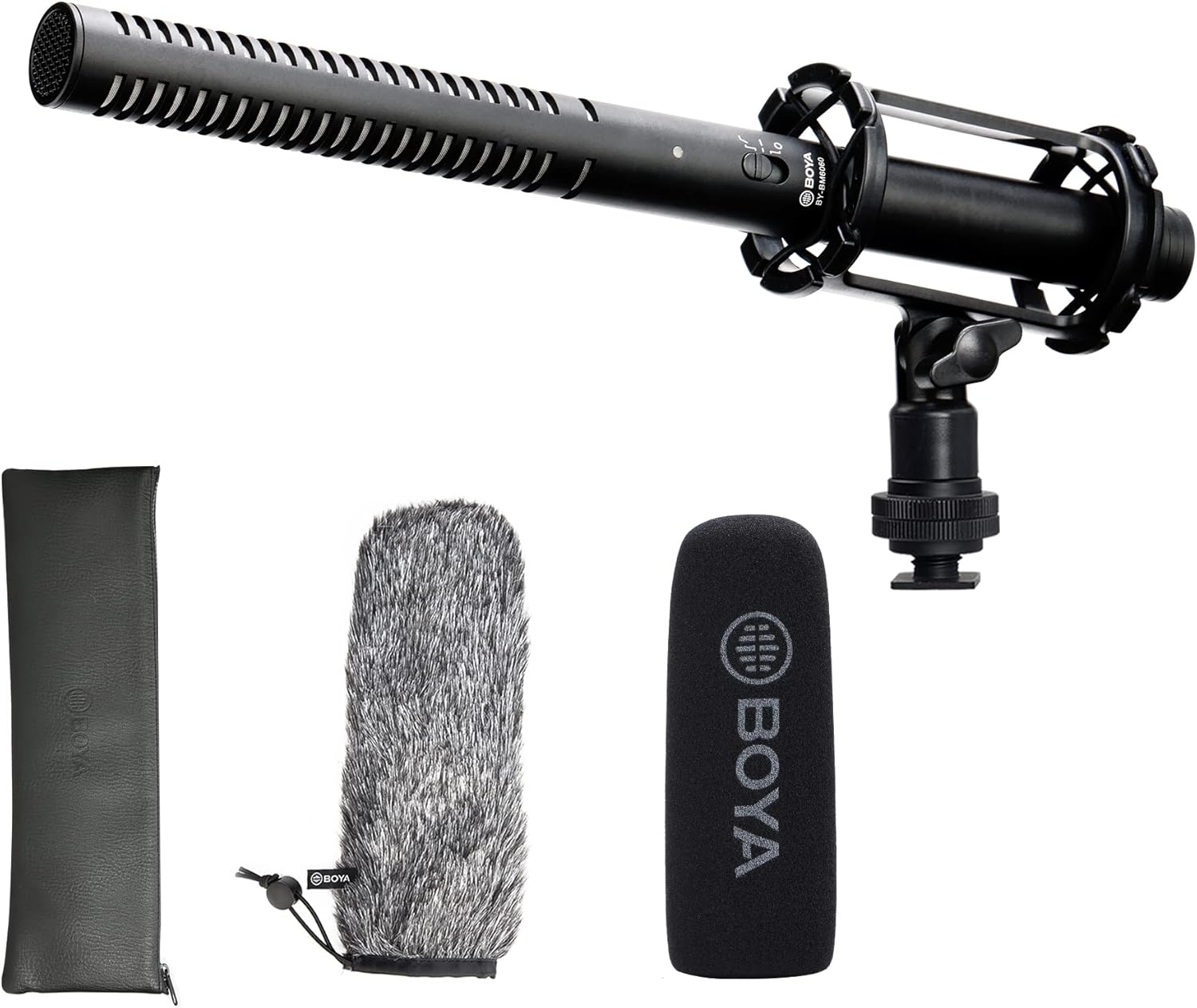 BOYA XLR Microphone, Shotgun Microphone BY-BM6060 with Shockmount Windscreen Mic for Camera DSLR External Condenser Professional Microphones for Video Interview ENG Film