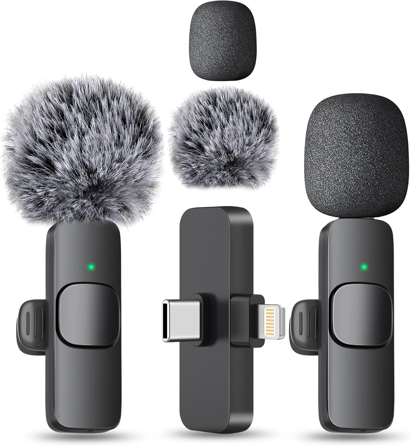 MAYBESTA Wireless Mini Microphone for iPhone, Android Phone – 2 Pack Lavalier Lapel Mic for Audio Video Recording – Clip on Content Creator Microphones for YouTube Tiktok Podcast Vlogging