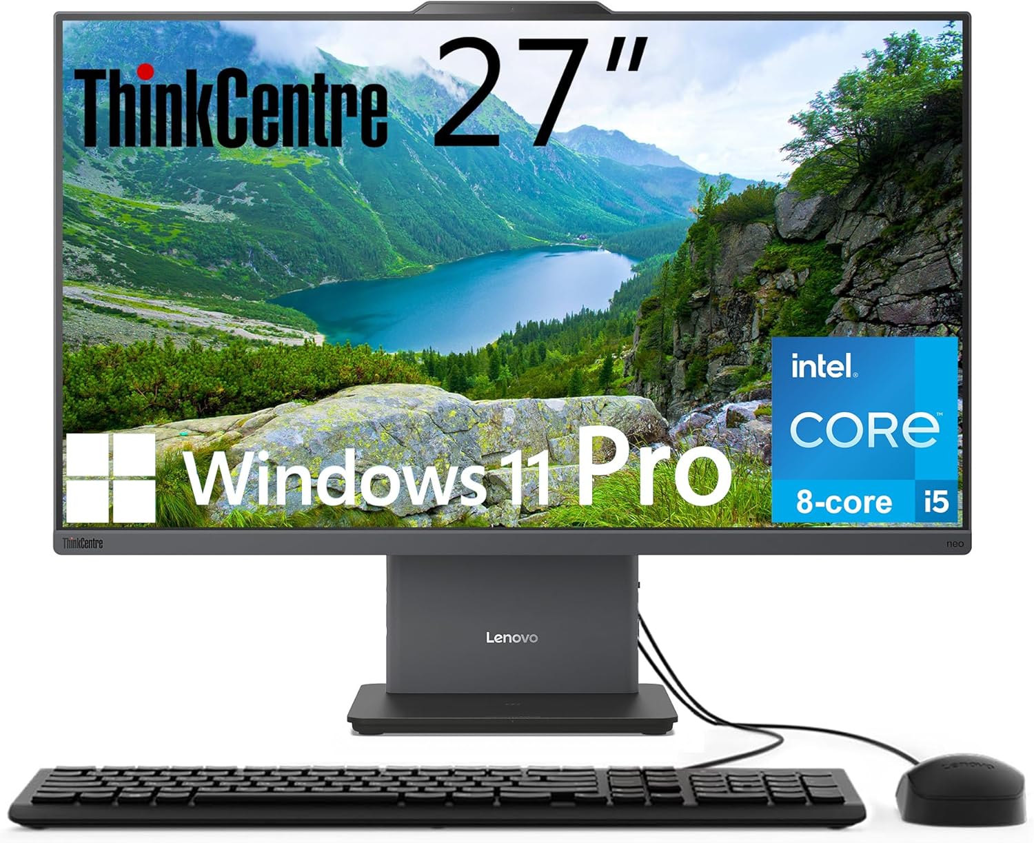 Lenovo ThinkCentre All-in-One Desktop Computer, 27″ FHD IPS Display, 8-core Intel Core i5-13420H, 16GB DDR5, 512GB SSD, Wi-Fi 6, USB-C, HDMI in&Out, Wired KB&Mouse, Windows 11 Pro