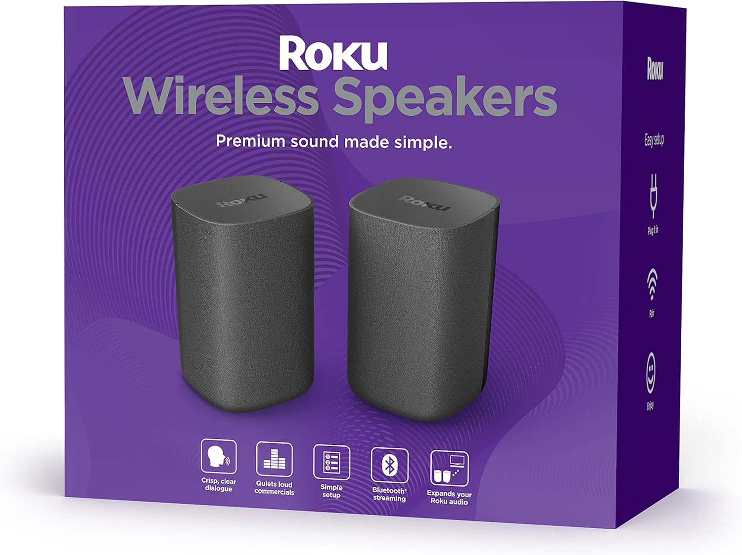 Roku Wireless Speakers – Set of 2 (Pack of 1) – Compatible with Roku TV, Streambar, and Streambar Pro (SE is not compatible)
