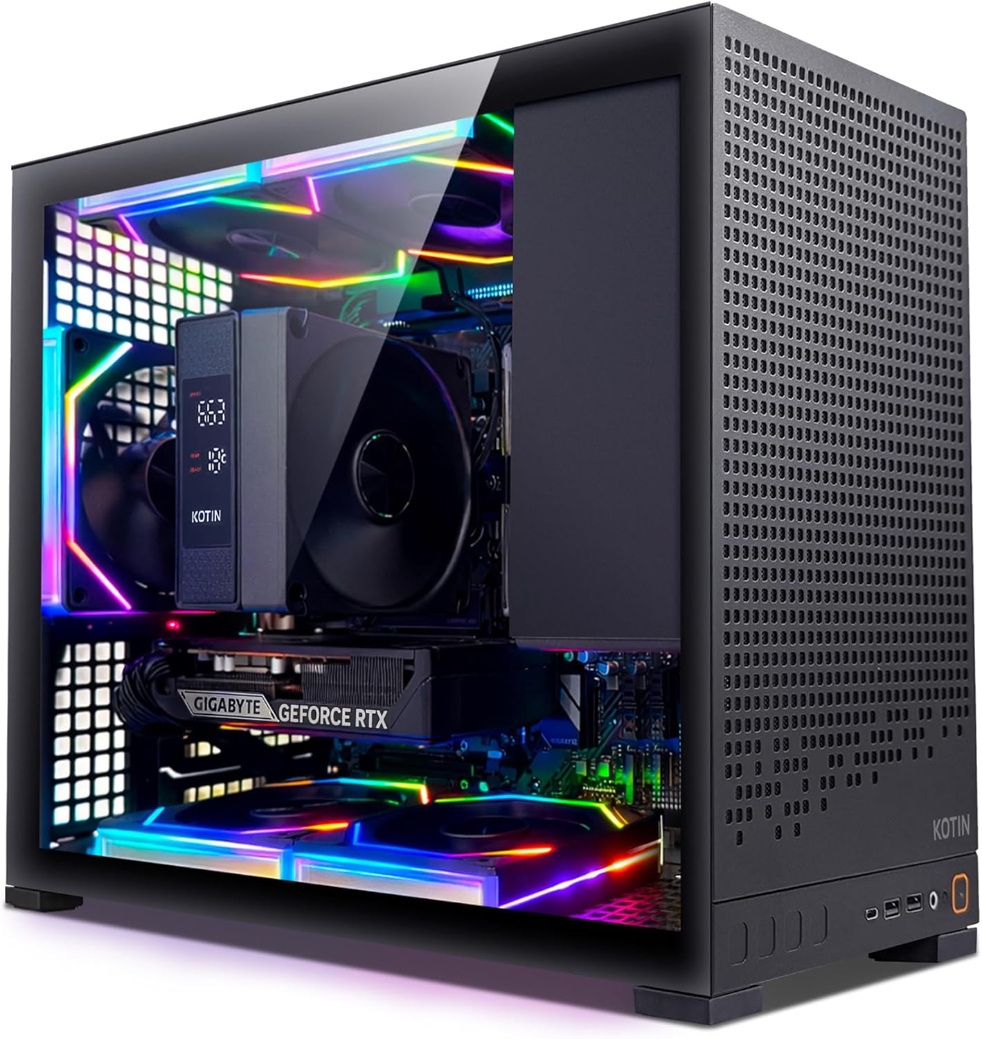 KOTIN Prebuilt Gaming PC Desktop Computer, Ryzen 5 9600X, GeForce RTX 5060 8GB, 16GB DDR5 6000MHz, 1TB PCIe 4.0 SSD, WiFi 7, Windows 11 Home, ARGB Gaming Desktop Tower for Gaming Home Office D32B