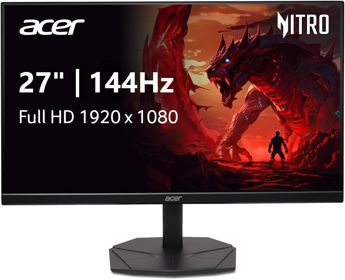 Acer Nitro 27 Inch Gaming Monitor Full HD 1920×1080 IPS ZeroFrame AMD FreeSync 144Hz 1ms VRB sRGB 99% DisplayPort HDMI (Renewed)