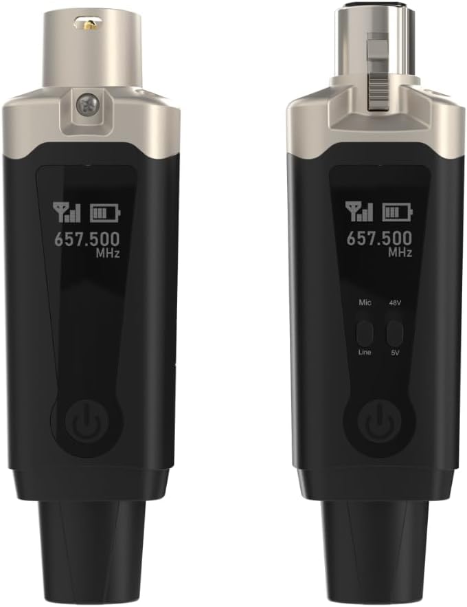 AirSync – Wireless XLR Transmitter and Receiver, UHF Wireless Microphone System for 150ft Range, Rechargeable Wireless Microphone Adapter for Dynamic & Condenser Microphones, Mixers, PA System, USB-C