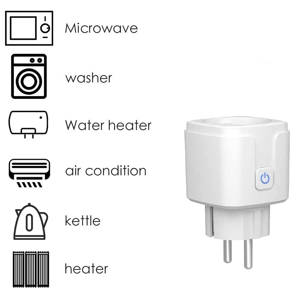 WiFi Smart Plug Outlet Compatible with Alexa,Google Assistant,App and Voice Control,No Required Hub,EU (16A), White