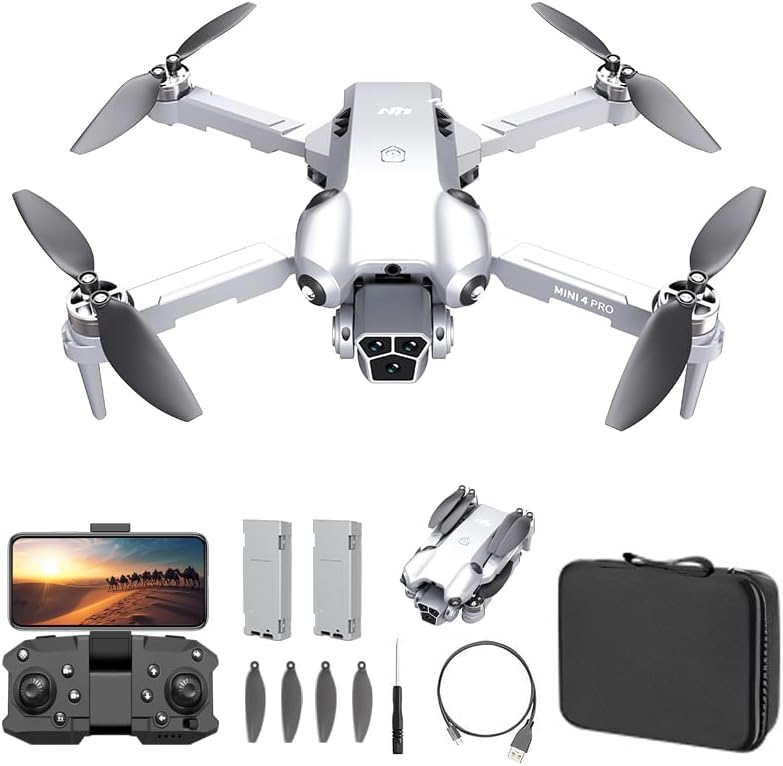 Drone with Camera – Foldable Drone for Kids Adults with 1080P FPV Camera, Upgrade Altitude Hold, Gestures Selfie, Waypoint Fly, Headless Mode, Speed Adjustment，3D Flip, One Key Start, 360° Obstacle Avoidance, Circle Fly, 2 Batteries