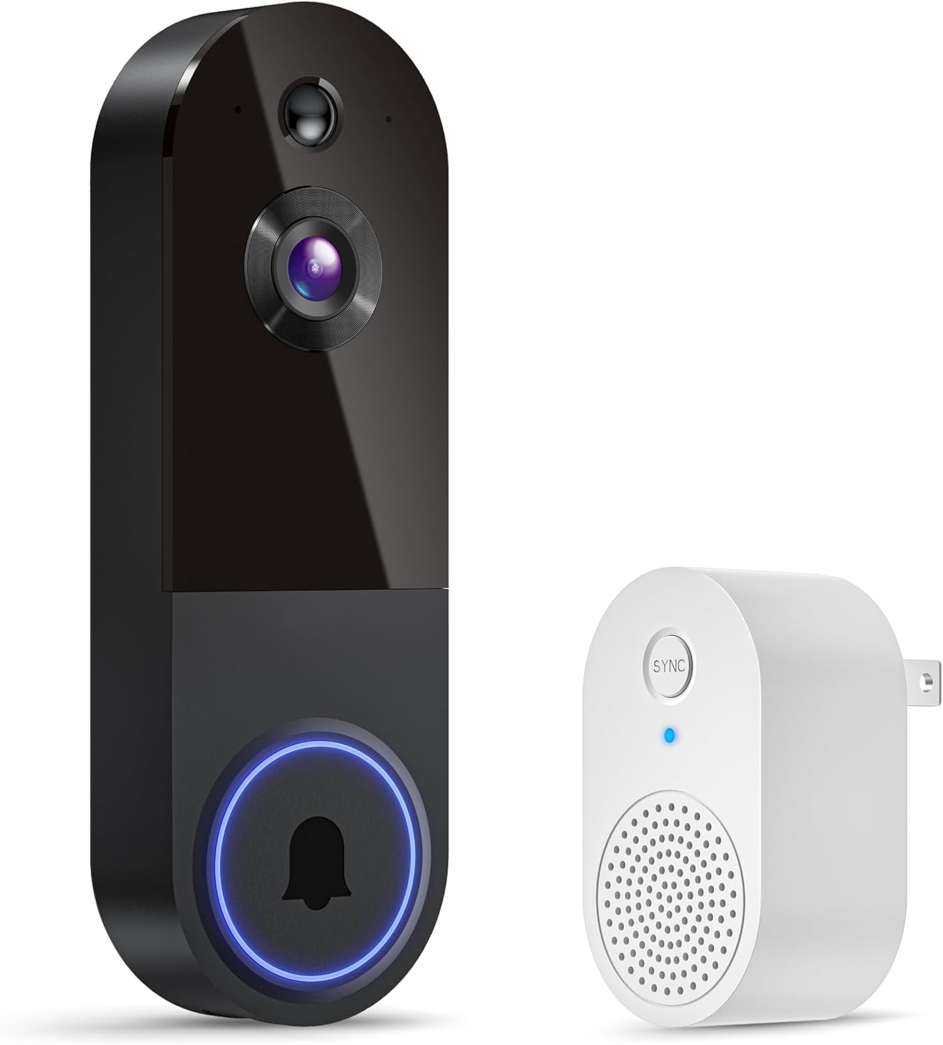 1080p Wireless Video Doorbell Camera, AI Human Detection, 2-Way Talk, Night Vision, Cloud Storage, Indoor Outdoor Dome Surveillance Camera, Battery Powered