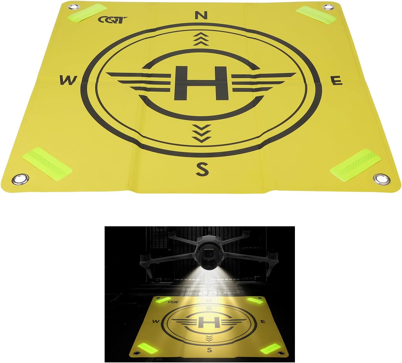 Universal Reflective PU Landing Pad​ for DJI Mavic 4 Pro/Mini 5 Pro Drone, Portable Fast-Foldable Double-Side Helipad Apron Park Mat for DJI Air 3S / Air 3 Quadcopter Drone Accessories
