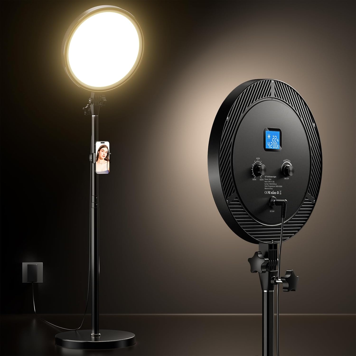 UBeesize Professional Ring Light with Stand, Phone Holder & Remote – 6500K Full-Screen LED Lighting for Makeup, Photography, Studio, Barber, and Live Streaming