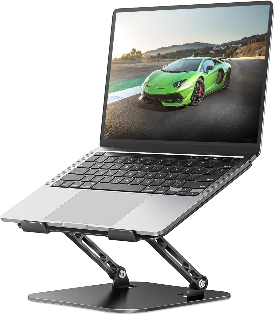 Adjustable Laptop Stand for Desk, Aluminum Portable Laptop Stand, Lightweight 500g, Foldable Ergonomic Computer Notebook stand Holder for 11-16″ MacBook Air Pro, Dell XPS,HP Computer Notebook, Black