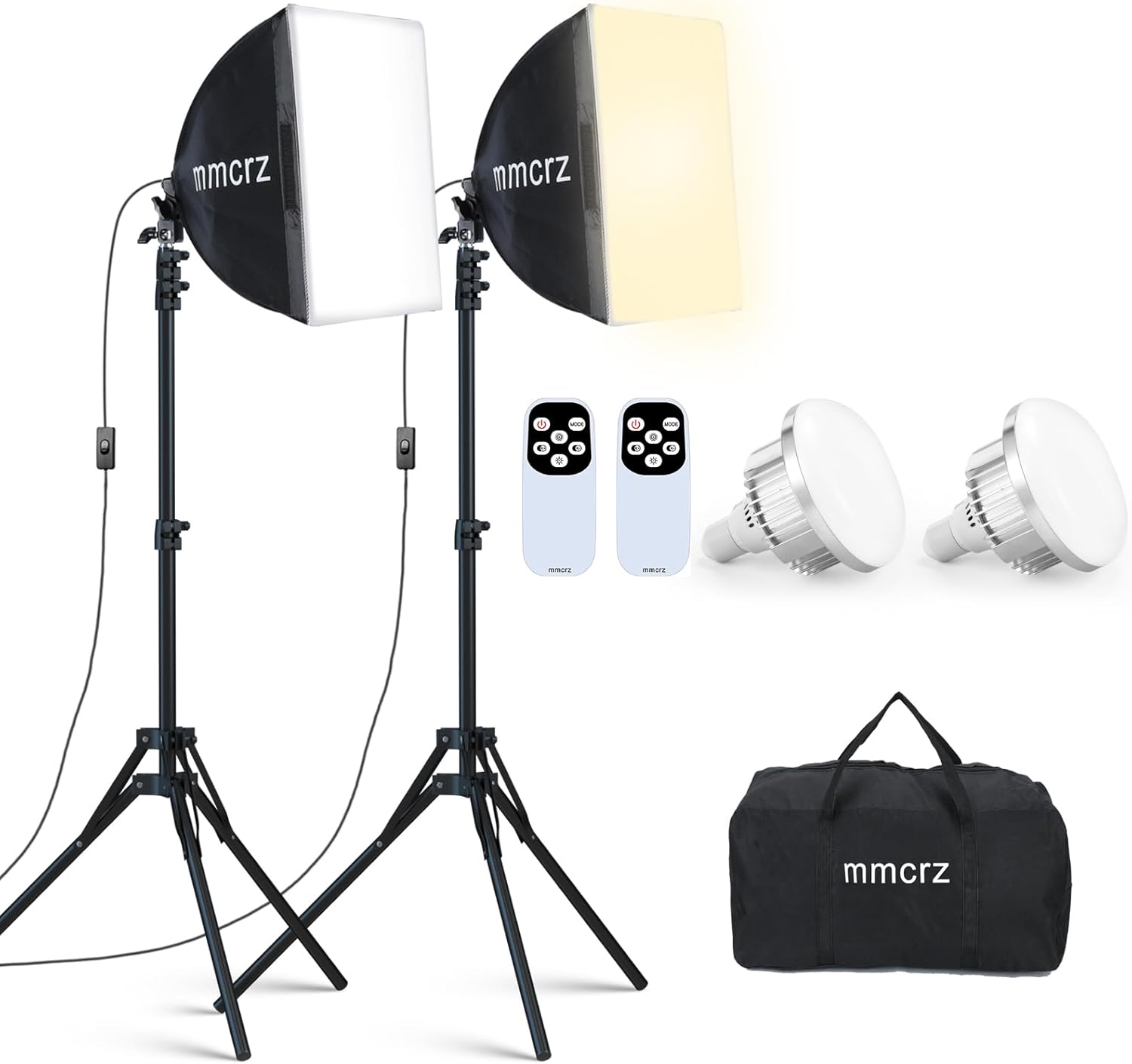2Pack Professional Softbox Lighting Kit, 16” x 16” Studio Lights with 85W 2700-6500K E27 LED Bulbs, Continuous Lighting for Photography/Video Recording/Live Streaming