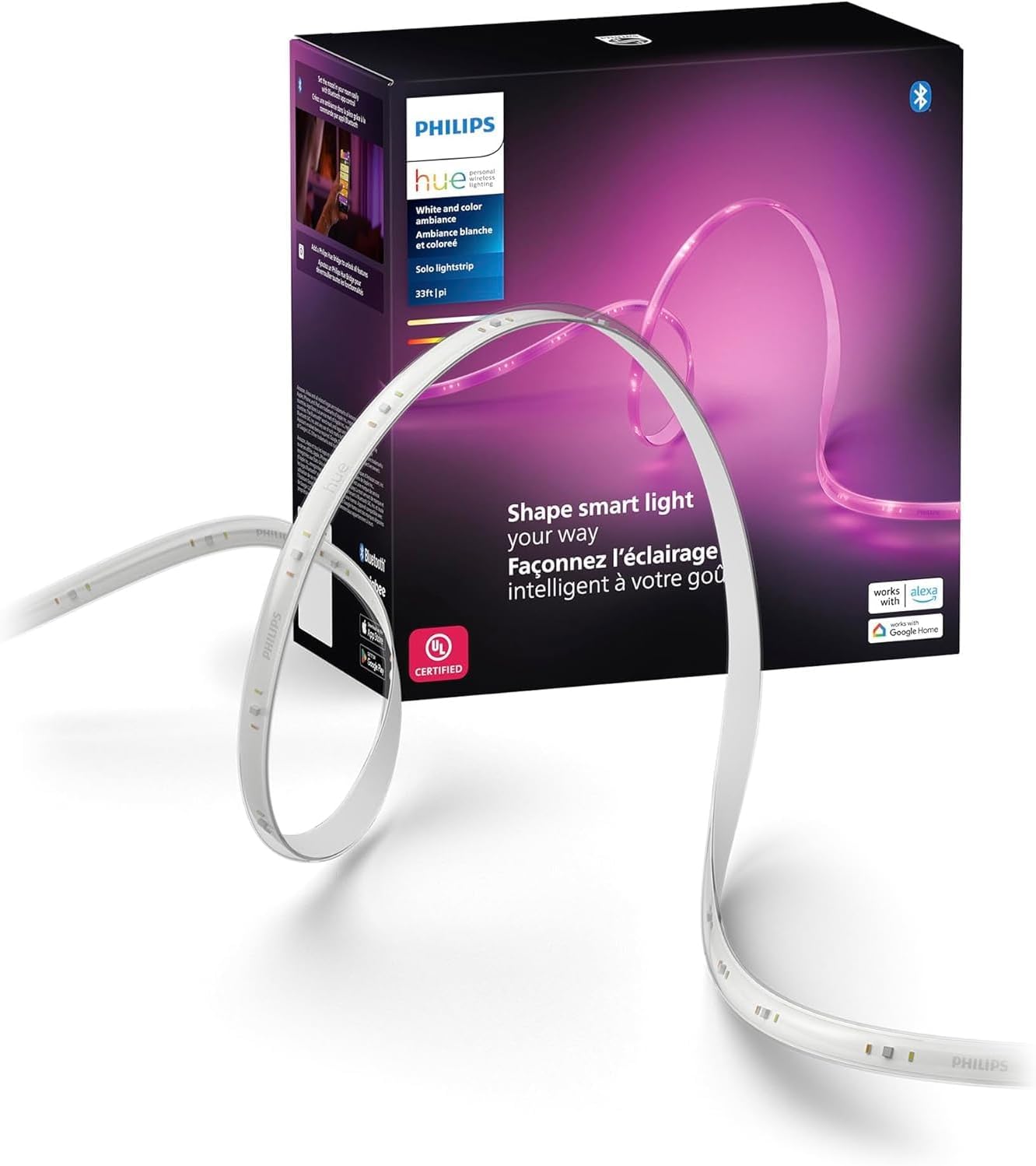 Philips Hue Indoor 16 Ft Smart LED Solo lightstrip Base Kit – 1 Pack – Control with Hue App – Compatible with Alexa, Google Assistant and Apple HomeKit