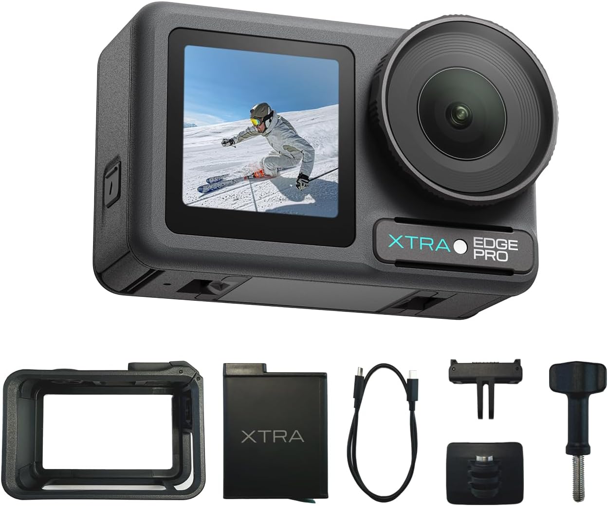 Edge Pro Action Camera, 4K Vlogging Camera with 1/1.3” Sensor, 65ft Waterproof, Night View & Stabilization for Cycling, Diving, Sports Shooting