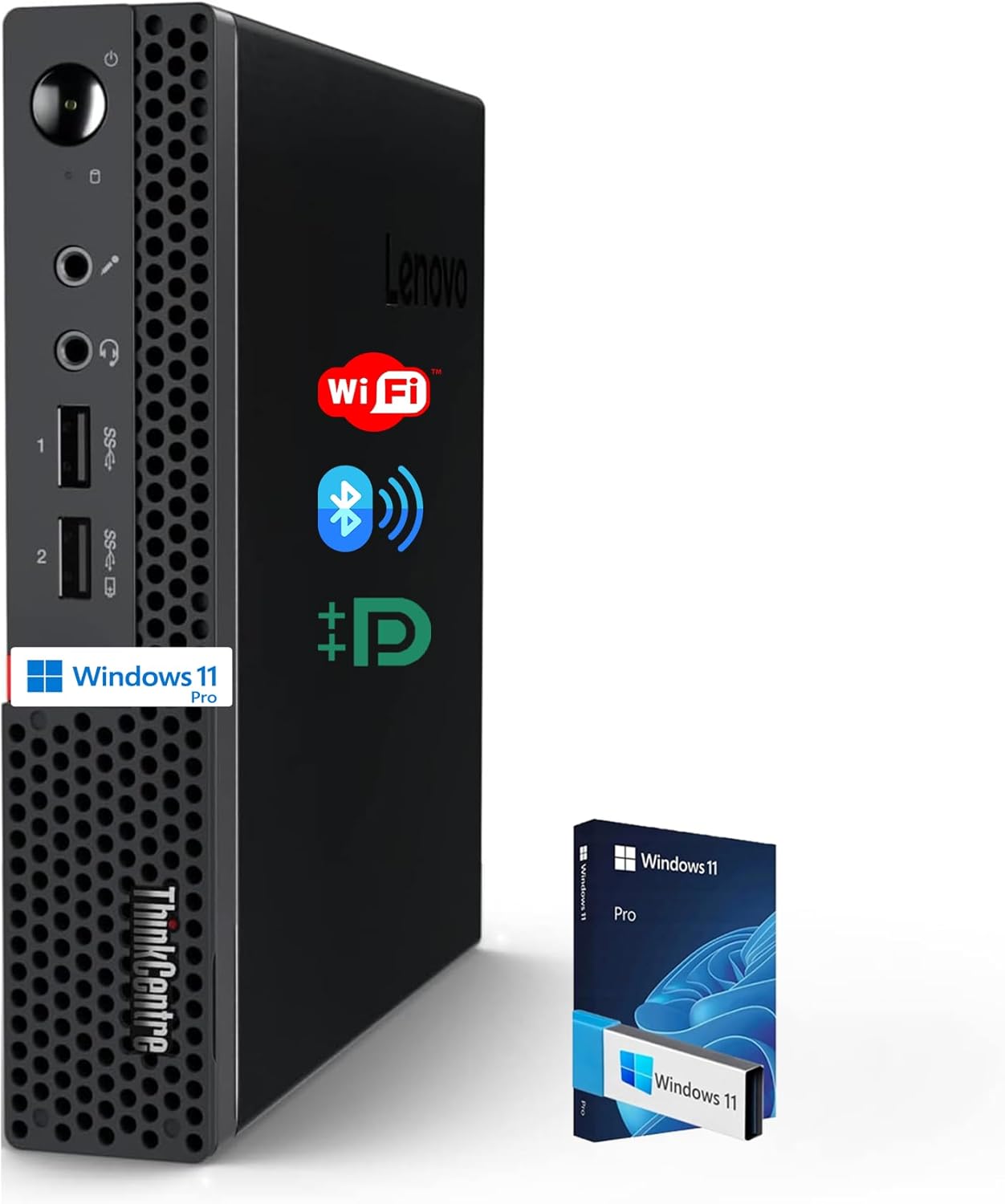 Lenovo Business Mini Desktop PC, AMD Processor, 4GB DDR4 RAM, 128GB PCIe SSD Drive, Dual Display Support, Wi-Fi, Bluetooth, USB & Ethernet Port, Windows 11 Pro, w/o Keyboard & Mouse