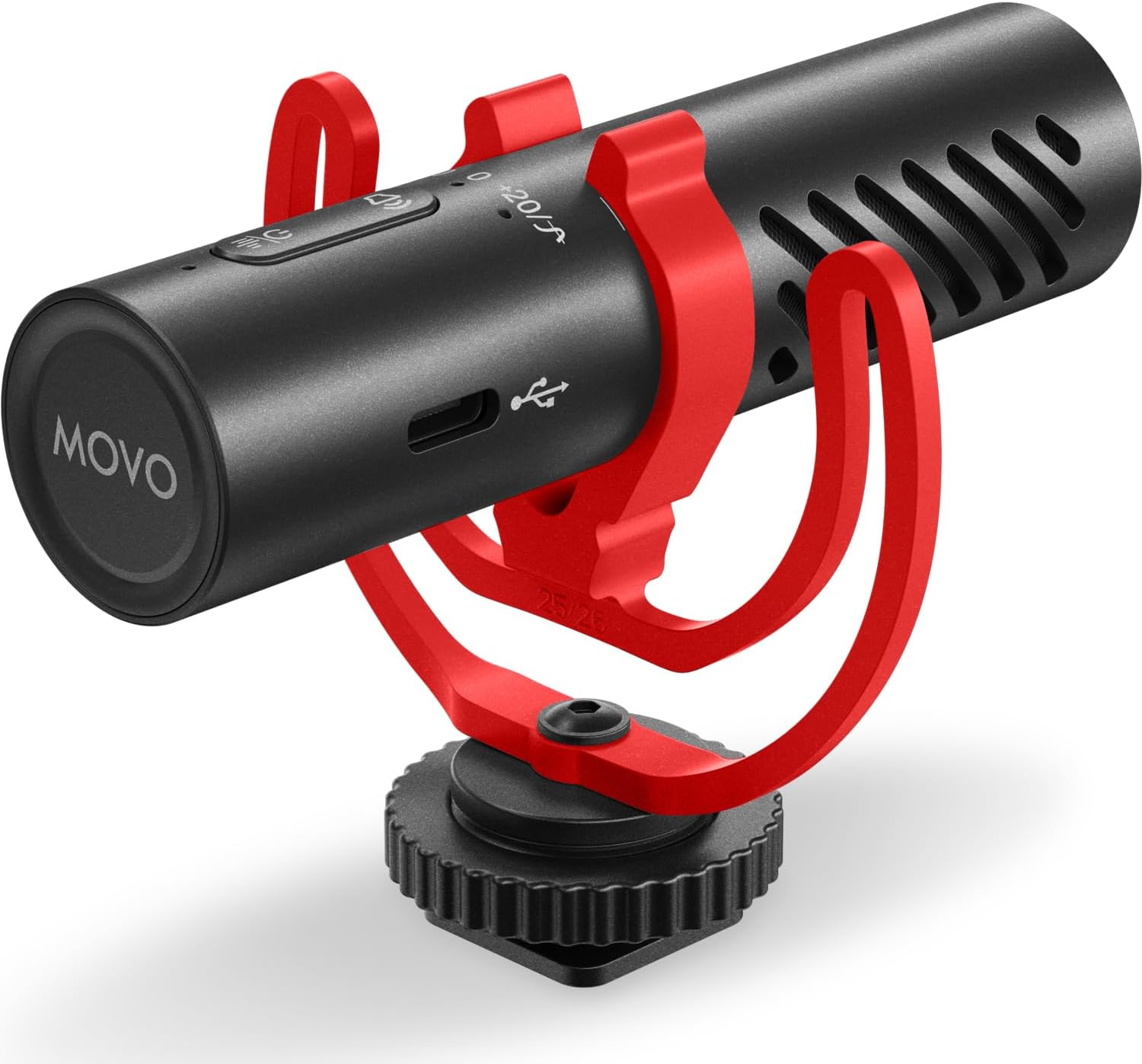 Movo VXR10-AI Shotgun Microphone with AI Noise Cancellation – Camera Microphone for DSLR, Smartphone & Computer – Supercardioid On-Camera Mic with 3.5mm & USB-C Cables