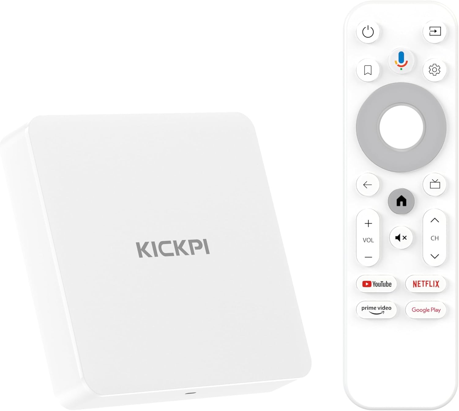 Android 11.0 TV Box, KP1 Google Certified TV Box(4K) 2GB RAM 32GB ROM with Voice Search- Support Chromecast and Dolby Audio, Bluetooth5.0 Smart Box 2024(White)