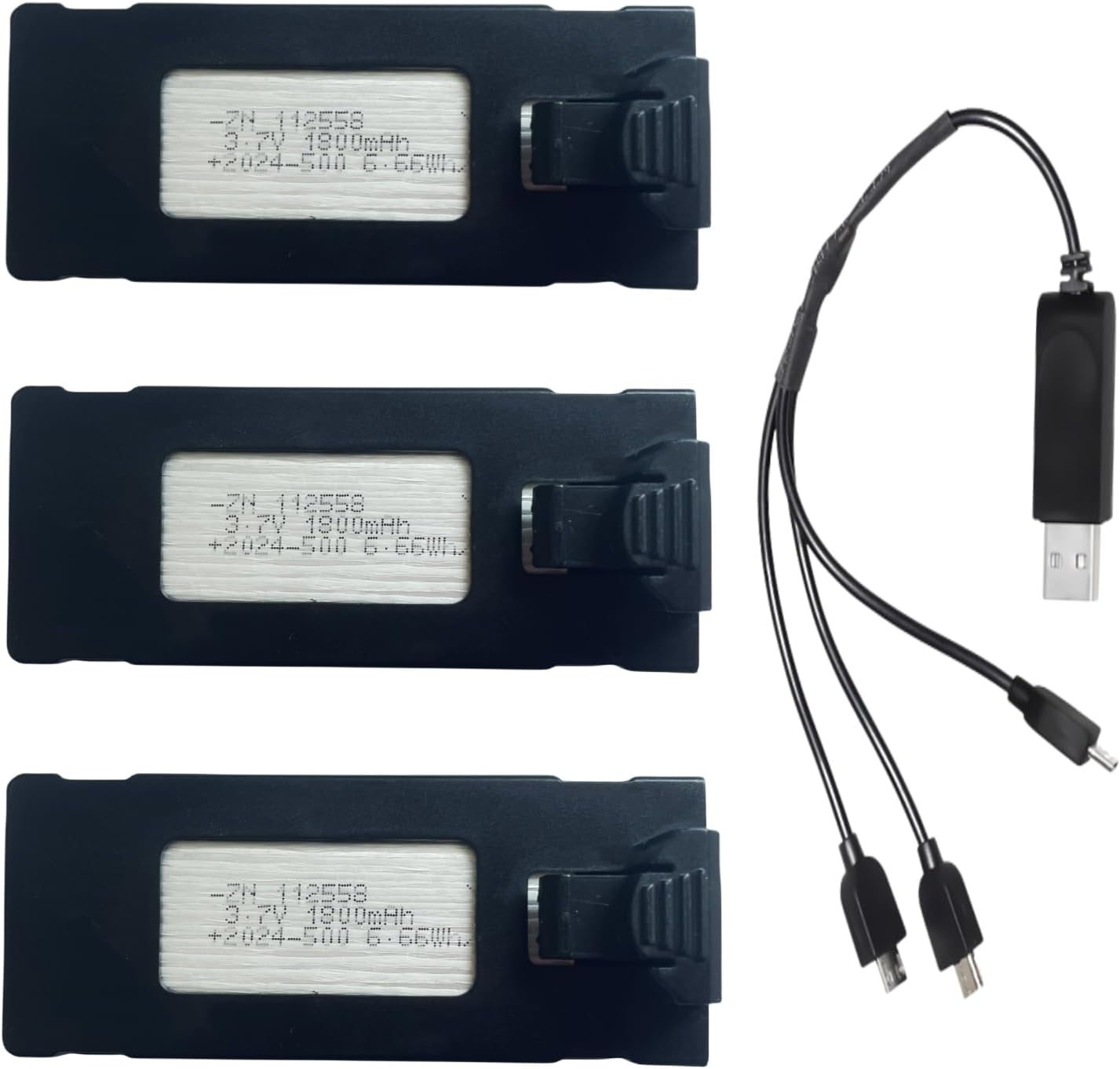 3.7V 1800mAh Rechargable Battery ONLY for E88 E88PRO E525 P5 PRO P15 P15PRO LS-S1S V88 Drone Replacement Batteries Quadcopter with USB Charging Cable (Black)