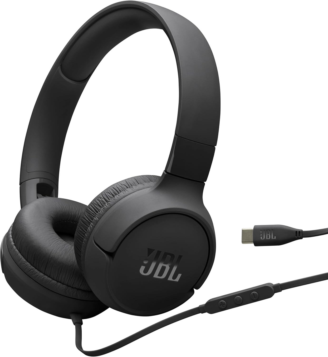 JBL Tune 520C – USB-C Wired on-Ear Headphones with Hi-Res Audio Support, JBL Pure Bass Sound, Comfort fit, USB-C connectivity, 3-Button Remote with Microphone and EQ presets Control (Black)