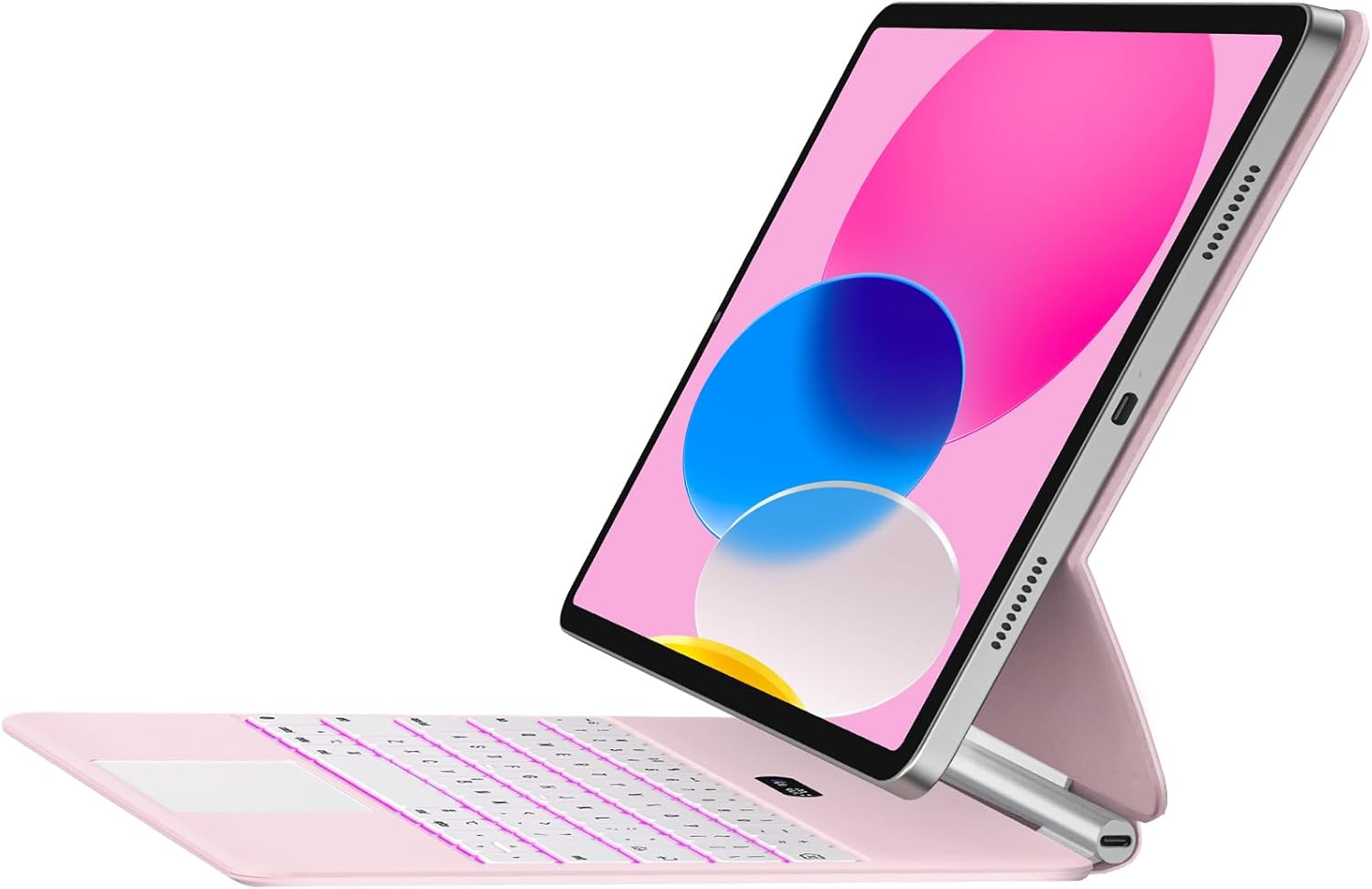 Jibrealg Keyboard Case for iPad 11th (A16, 2025) & iPad 10th Generation, Ultra-Slim Magic Keyboard with Multi-Touch Trackpad, 7 Colors Backlight, Smart Keyboard for iPadA16, Pink