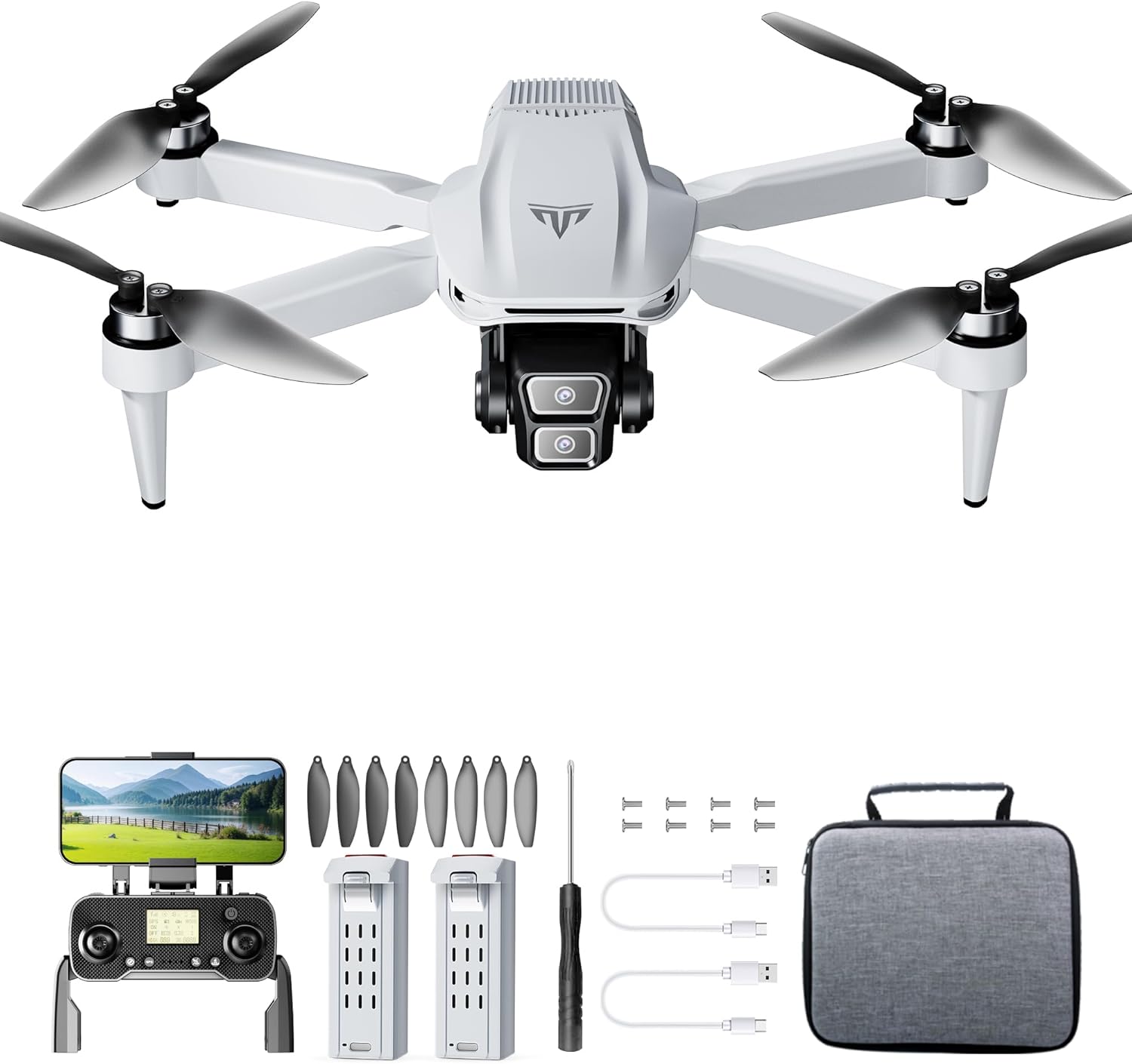 GPS Drone with Dual 4K UHD Cameras for Beginners, Adults & Kids, Brushless Motor, WiFi FPV, Under 249g, SD Card Slot (Card Not Included), 50-Min Flight, 2,625ft Range, Auto Return, 5G Transmission, Altitude Hold, Foldable — RC Quadcopter Gift