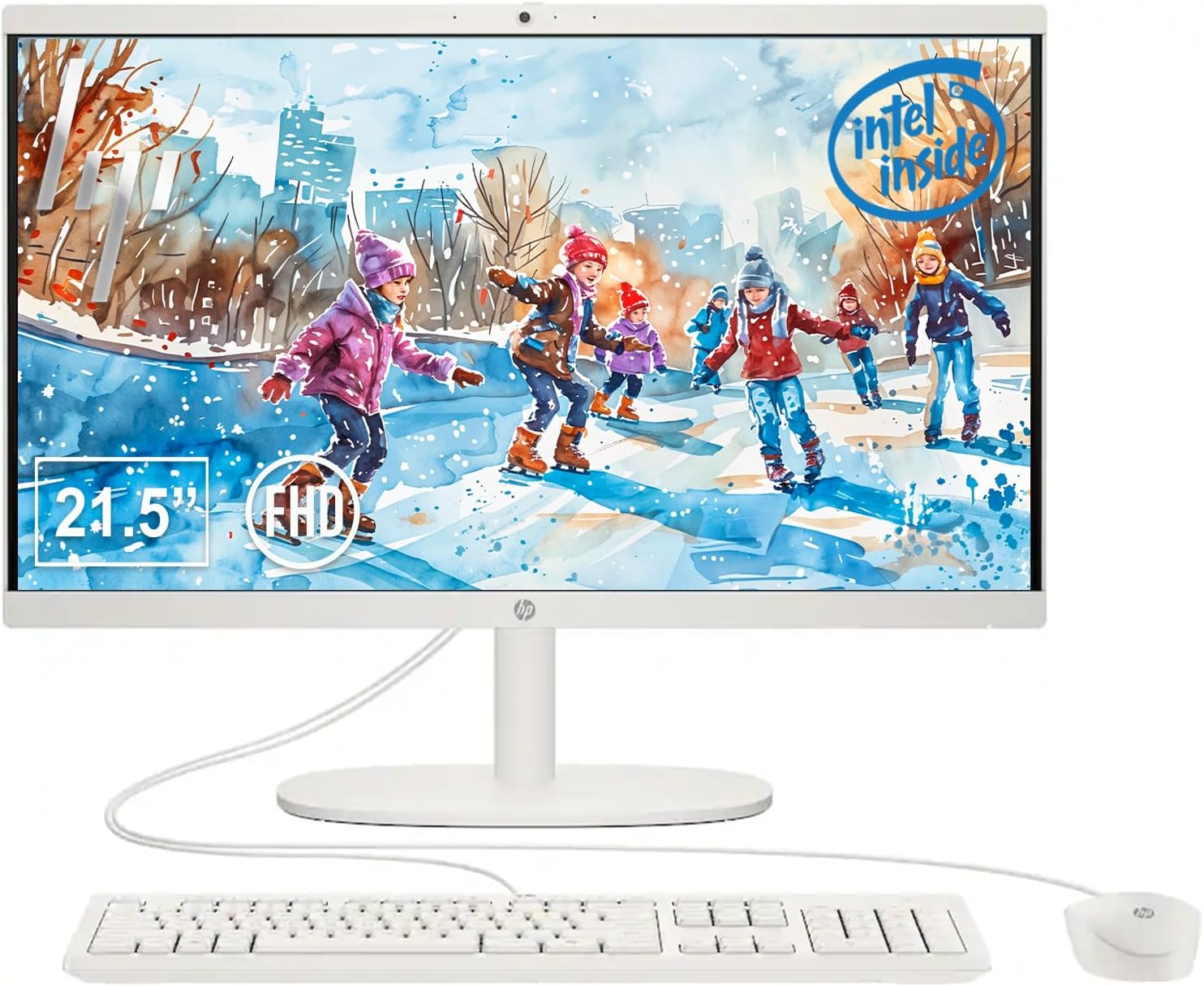 HP 22″ All-in-One Desktop Computer, 8GB DDR5 RAM, 128GB UFS Storage,13th Gen Intel Quad-Core CPU, FHD VA Display, WiFi 6, Bluetooth 5.3, RJ45, USB-C (10Gbps), UHD Graphics, 720p Cam, Cashmere White