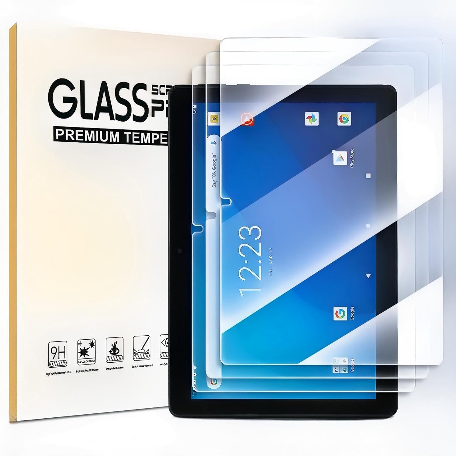 3 Pack Onn 10.1 inch tablet screen protector，10.1″ Tempered Glass Screen Protector for Onn 10.1 Tablet (2022, 3rd Gen)，Anti-Scratch 9H Hardness Touch Sensitive 2.5D Rounded Edges Bubble Free Easy to Install